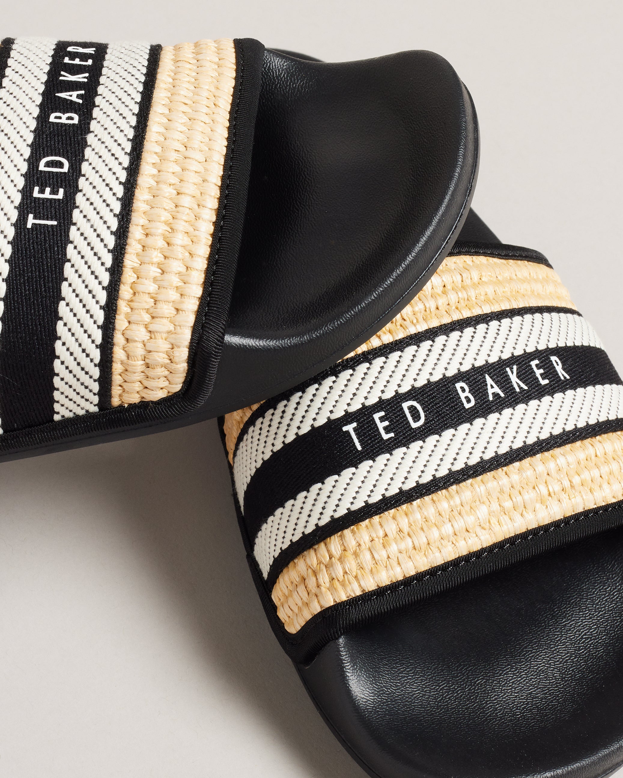 Aseeka Raffia Webbing Slider Shoes Black