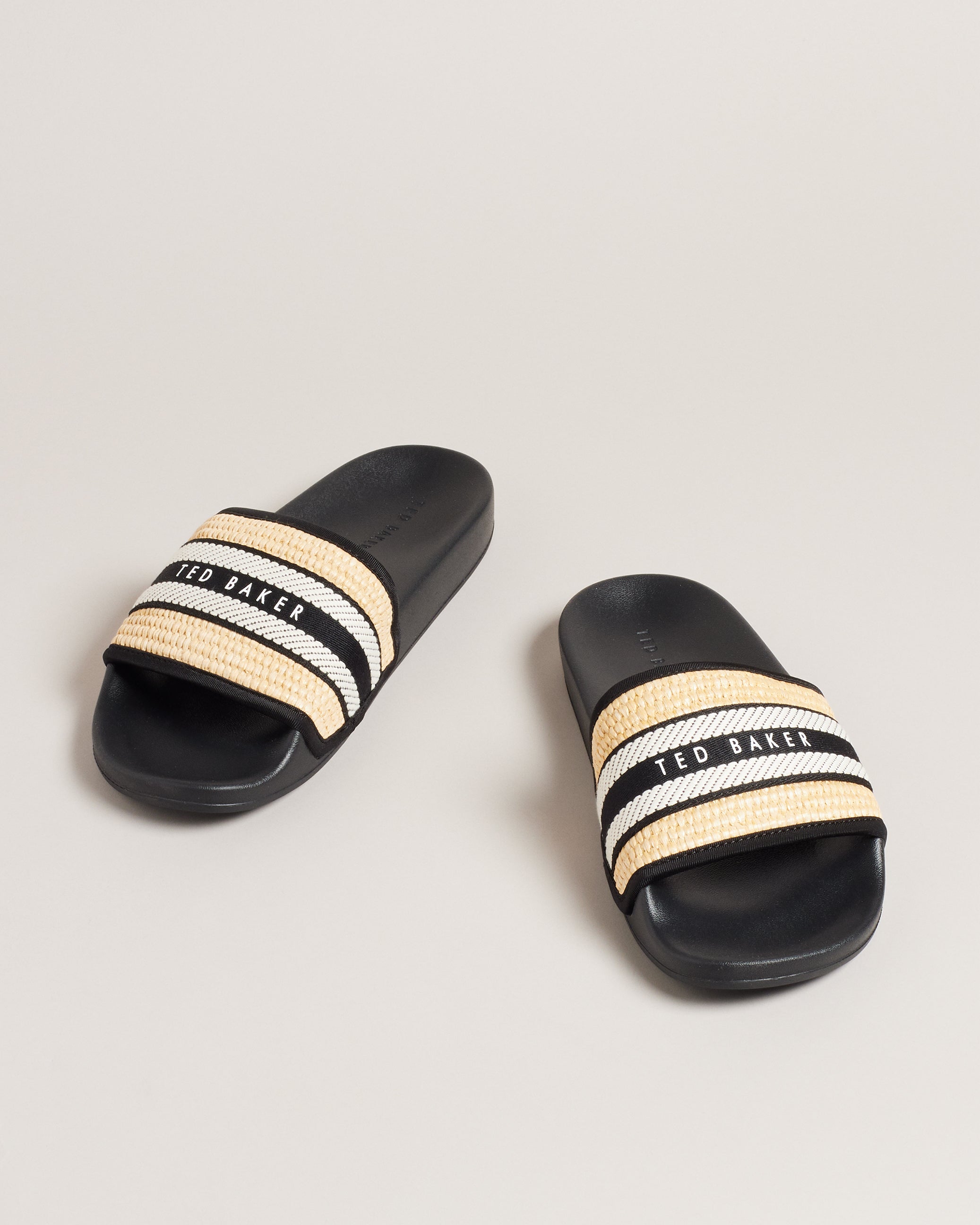 Aseeka Raffia Webbing Slider Shoes Black