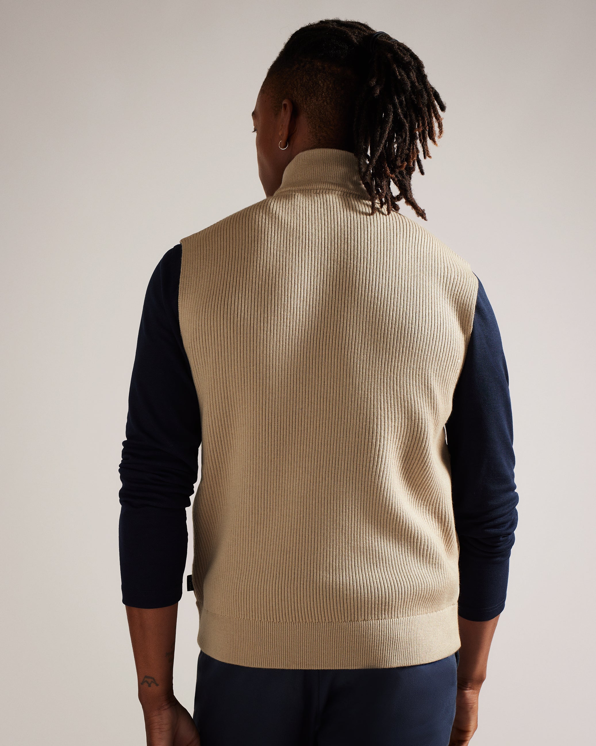 Dejas Wadded Funnel Neck Gilet Natural