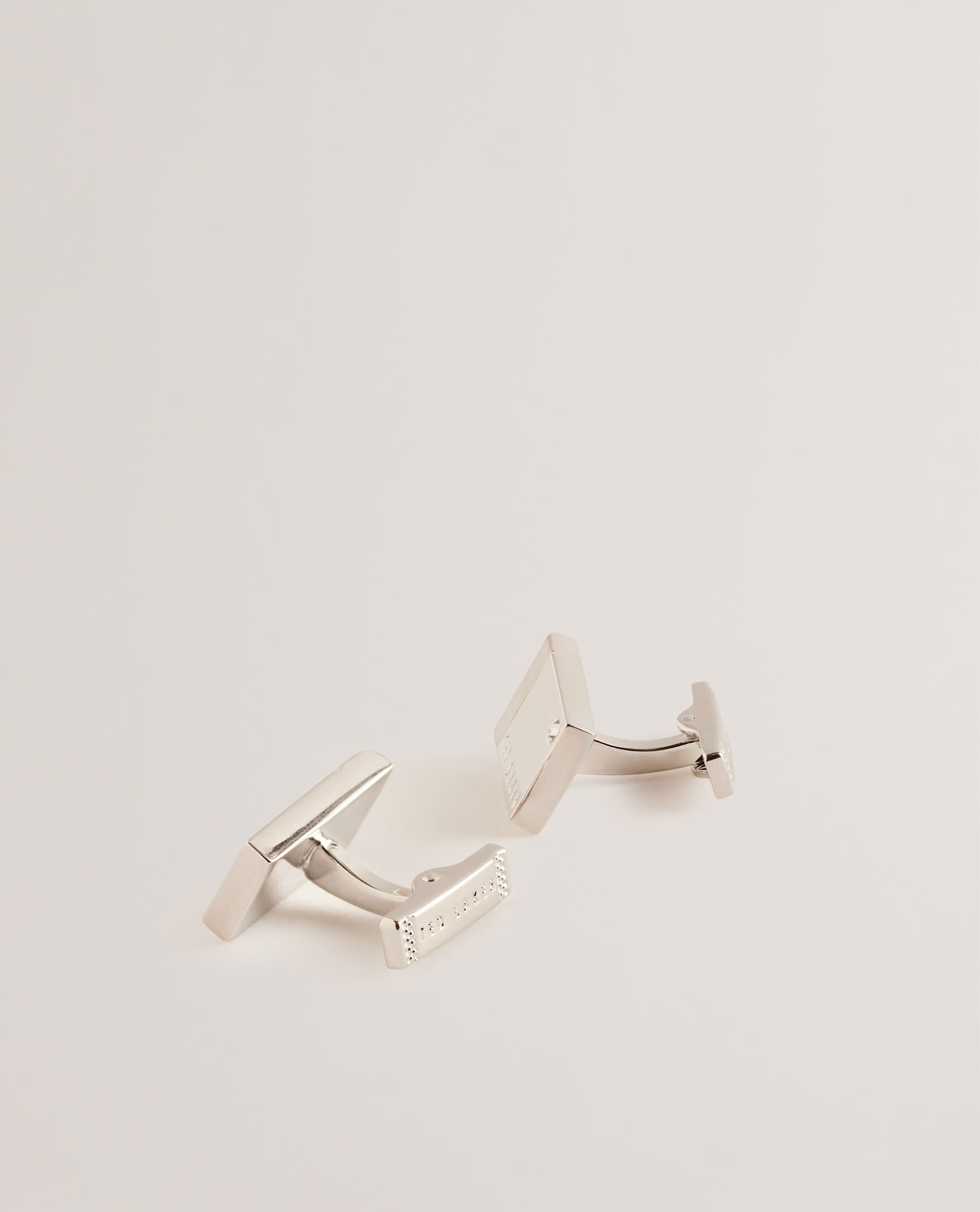 Giorgi Crystal Detail Rectangle Cufflinks Silver-Col
