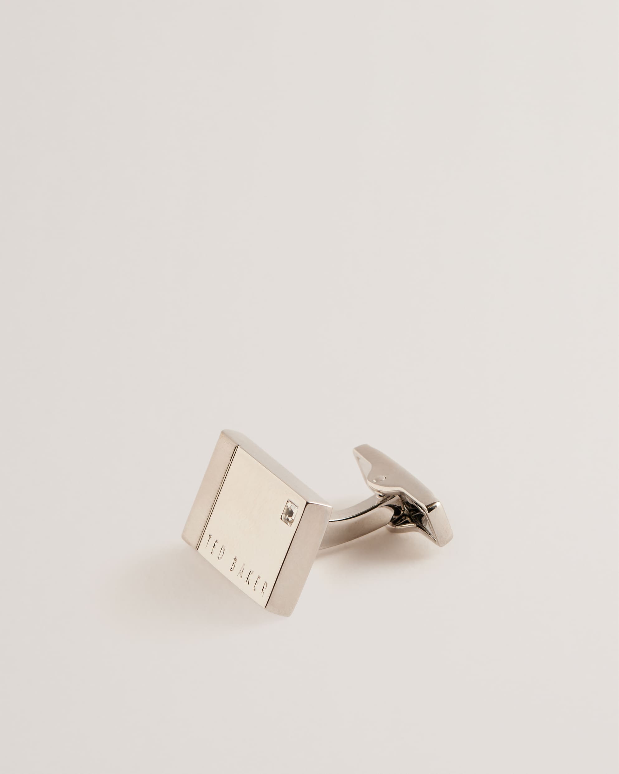 Giorgi Crystal Detail Rectangle Cufflinks Silver-Col