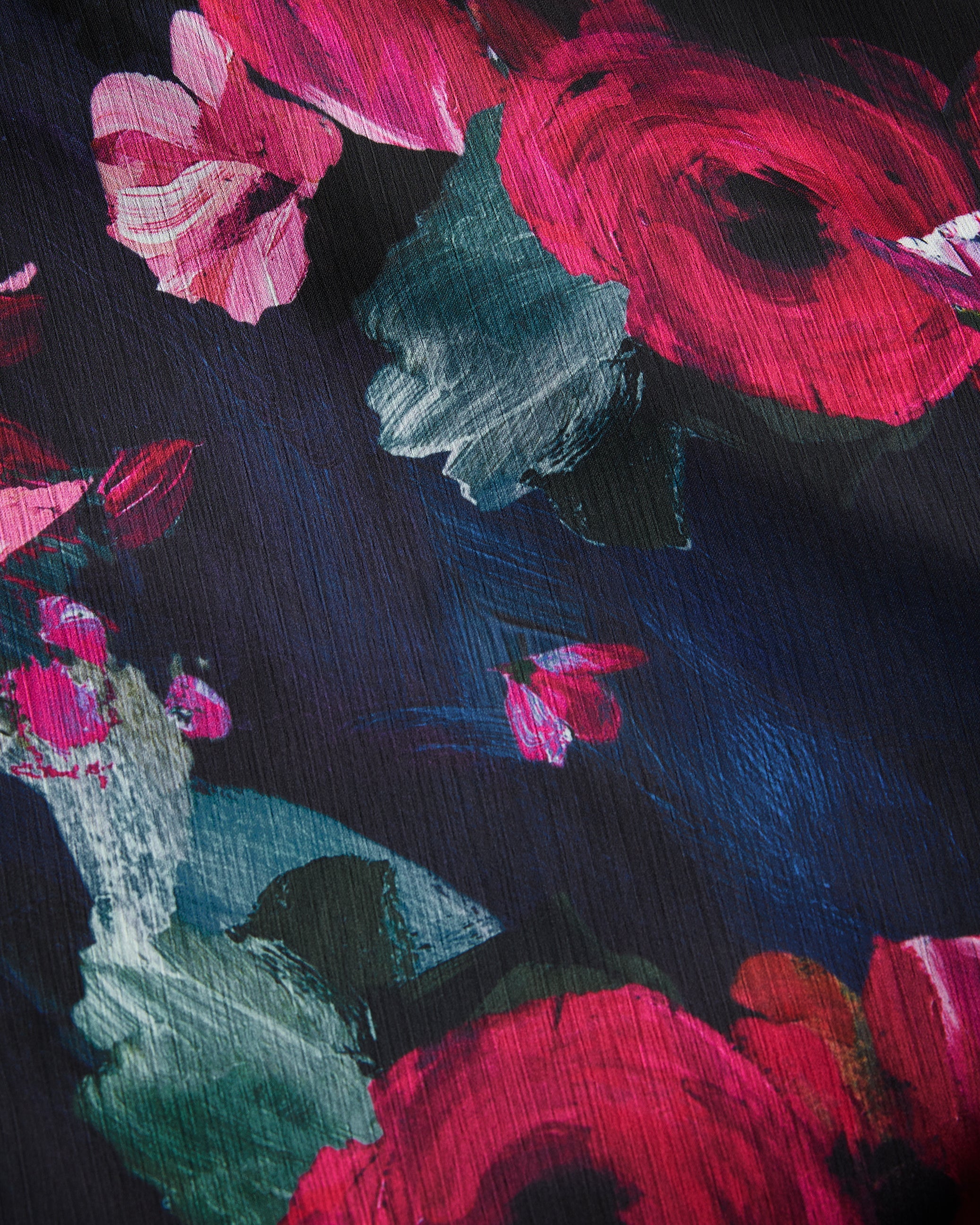 Rahelee Floral Satin Midaxi Dress With Draped Neckline Black