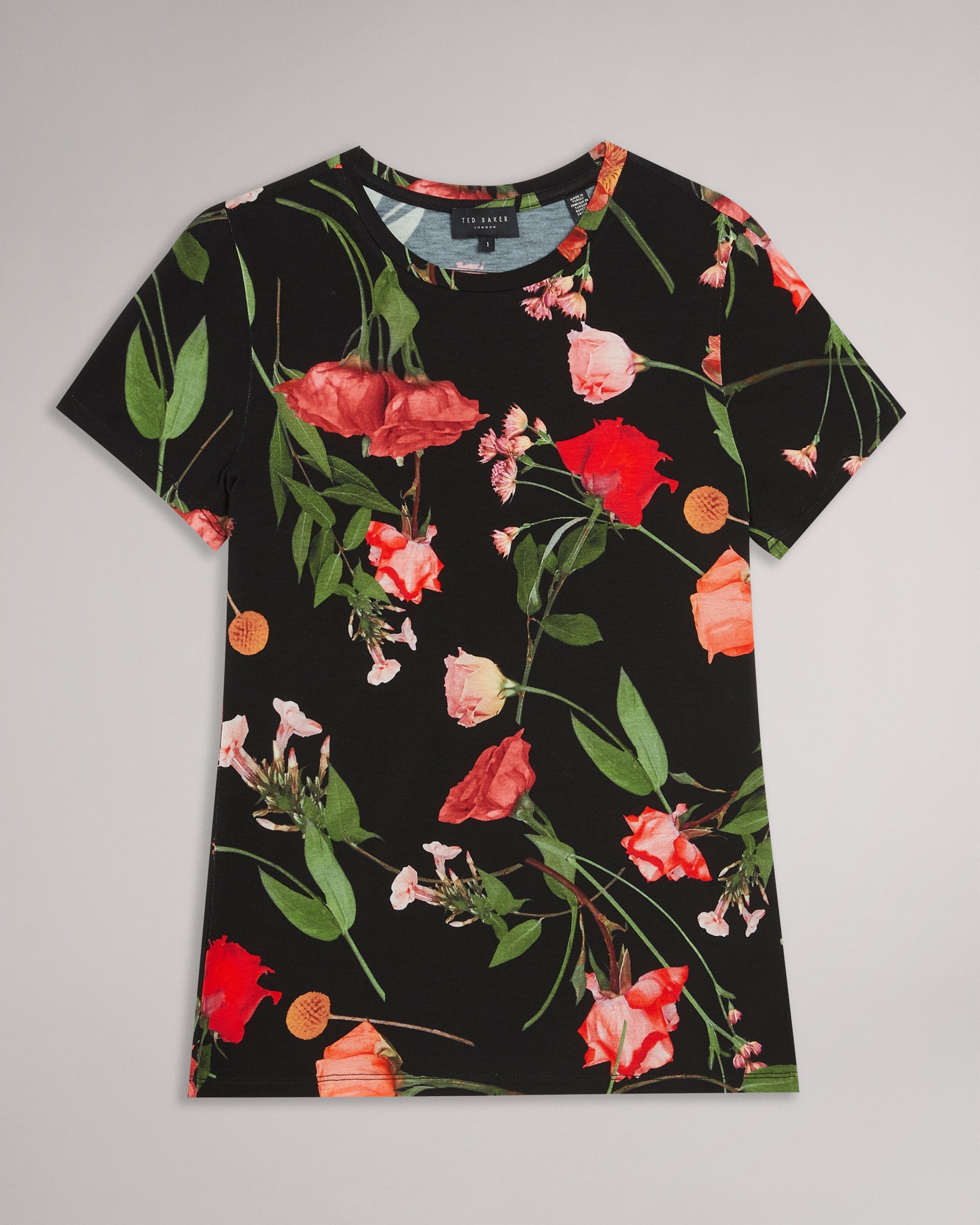 Treyya Printed Fitted T-Shirt Black