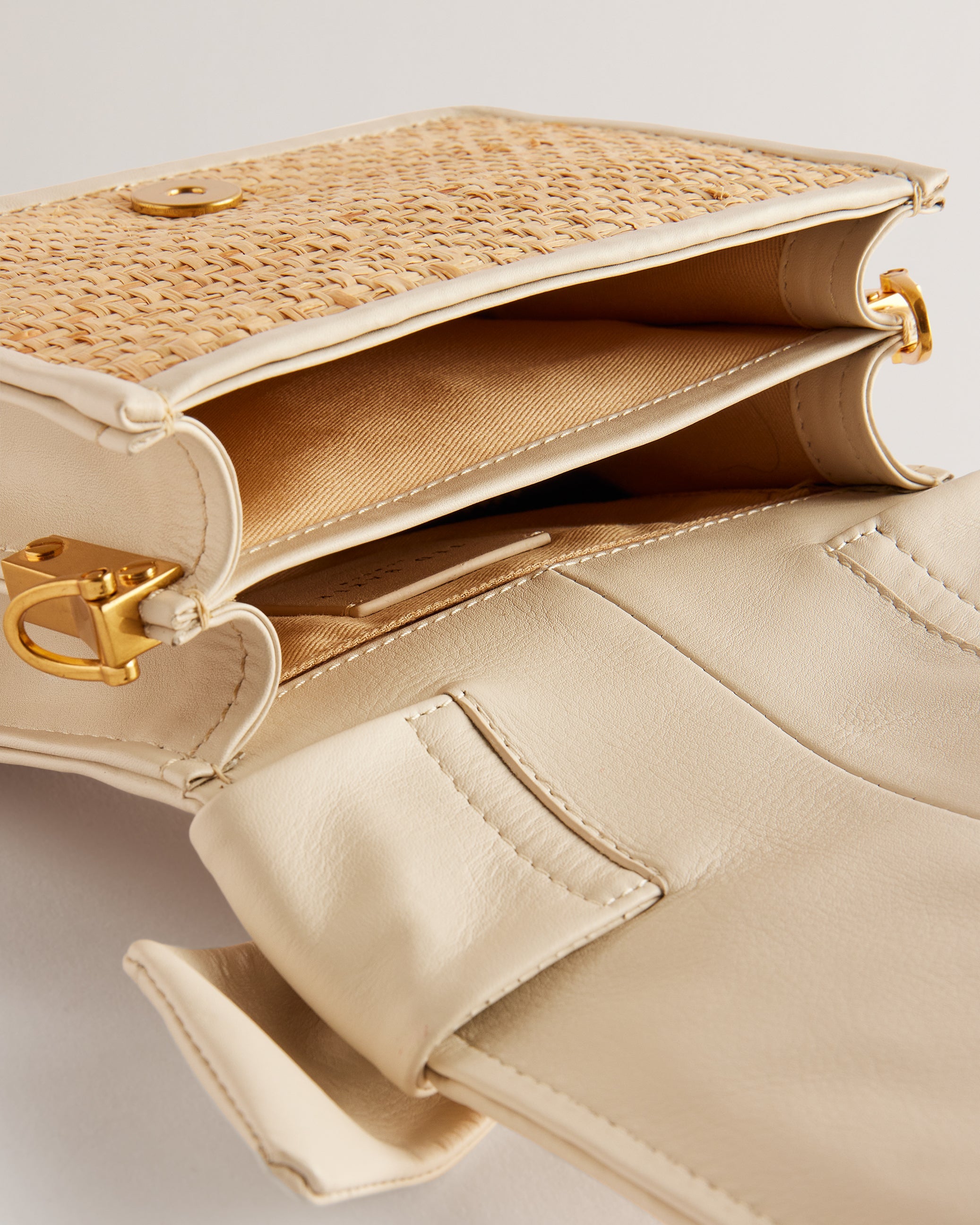 Niyahna Knot Bow Woven Mini Crossbody Bag Ivory