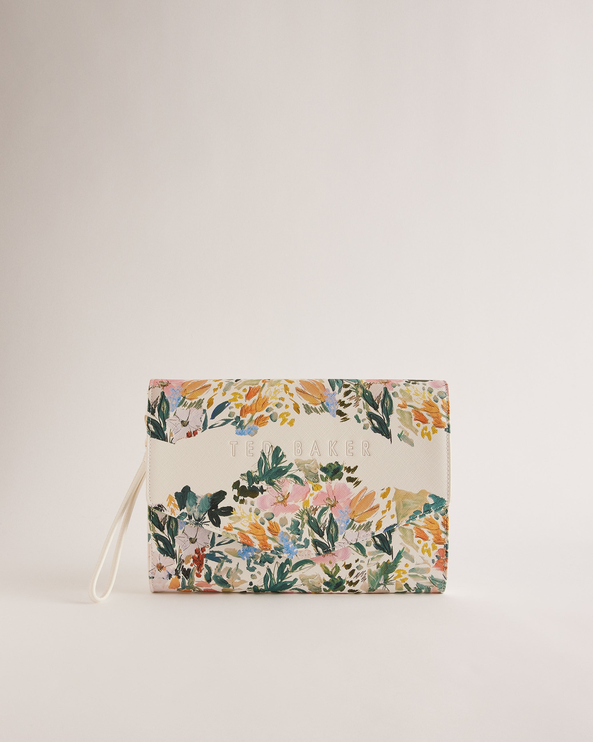 Abbbi Floral Printed Envelope Clutch Cream