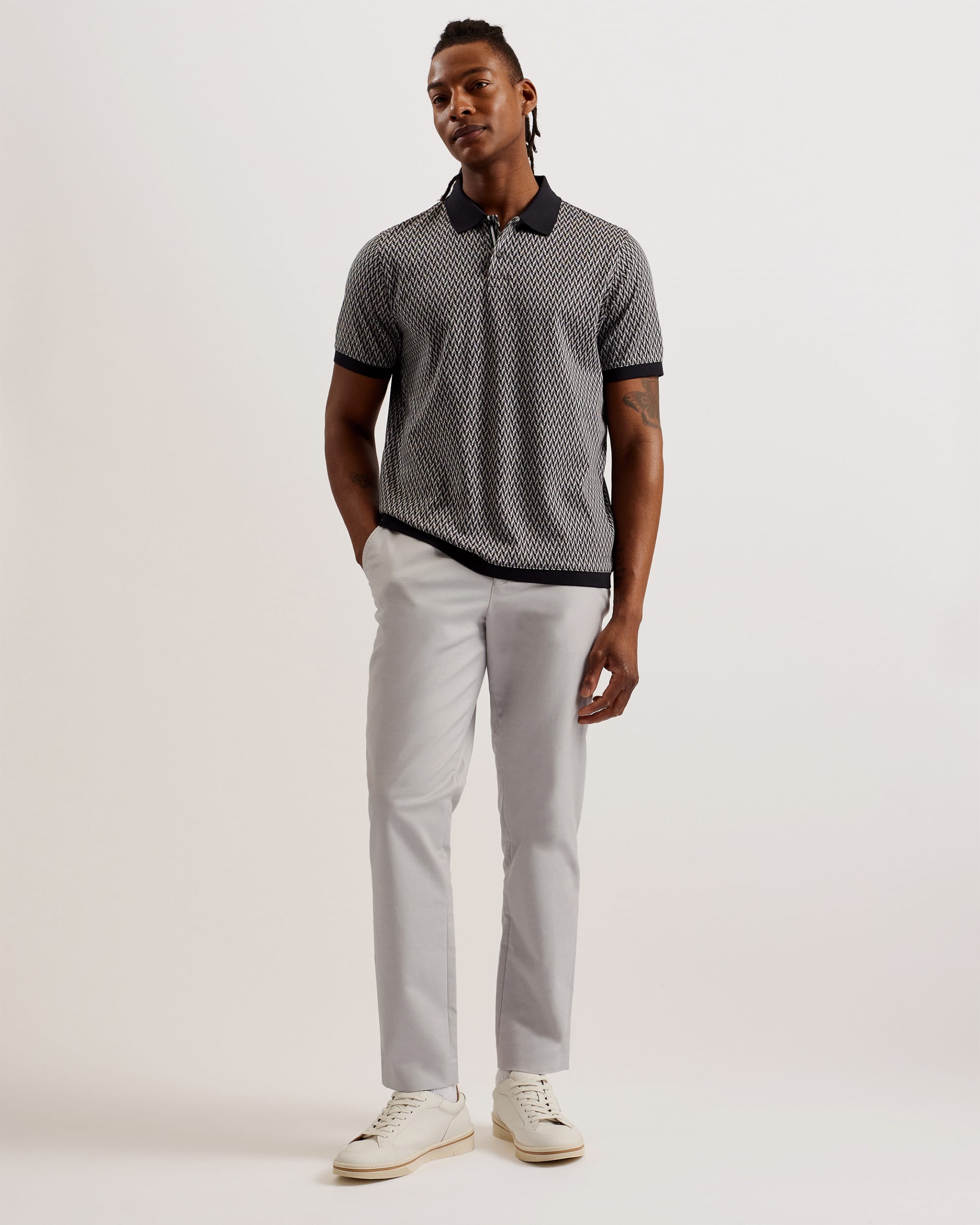 Felixt Slim Fit Cotton Tailored Trousers Lt-Grey