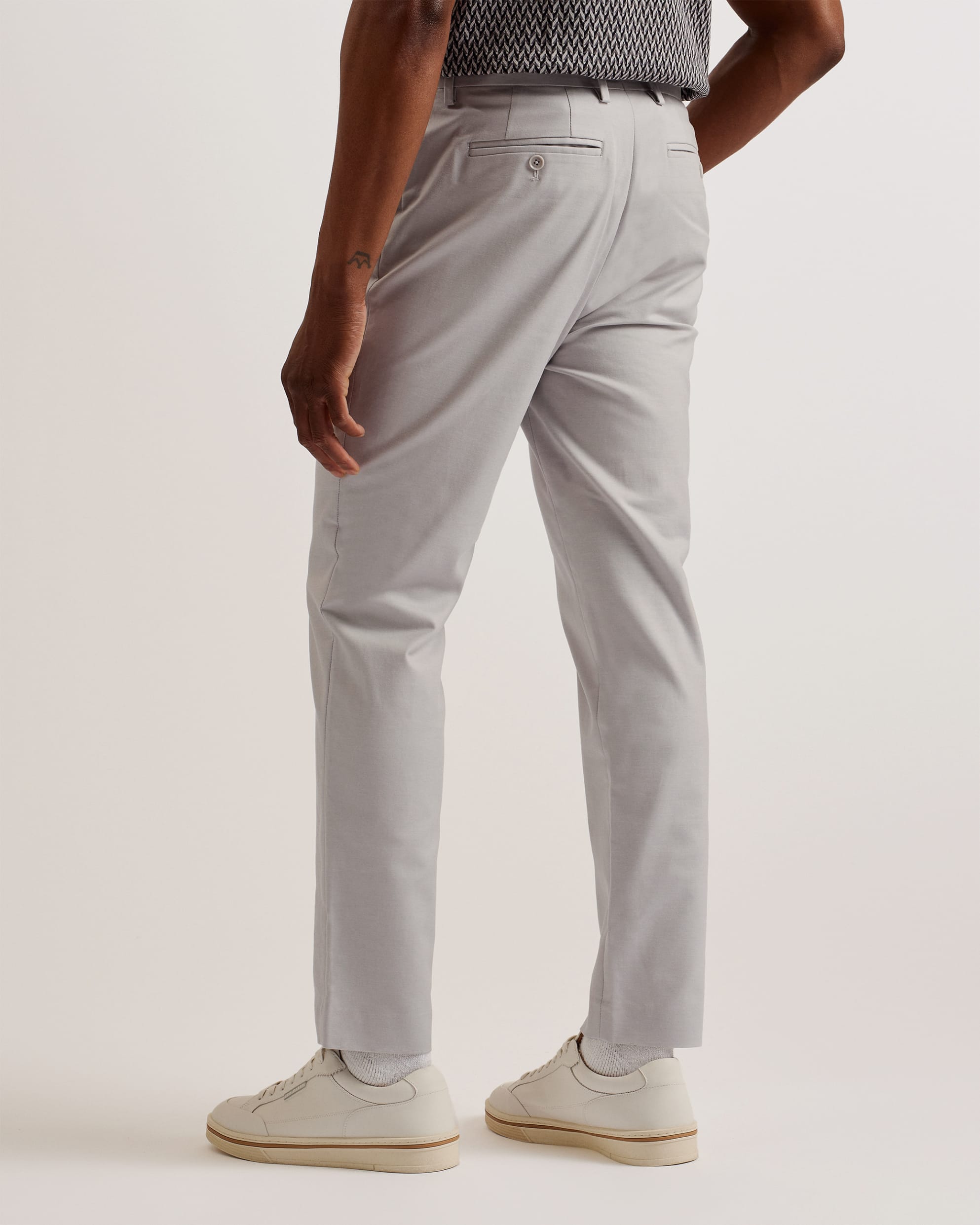 Felixt Slim Fit Cotton Tailored Trousers Lt-Grey