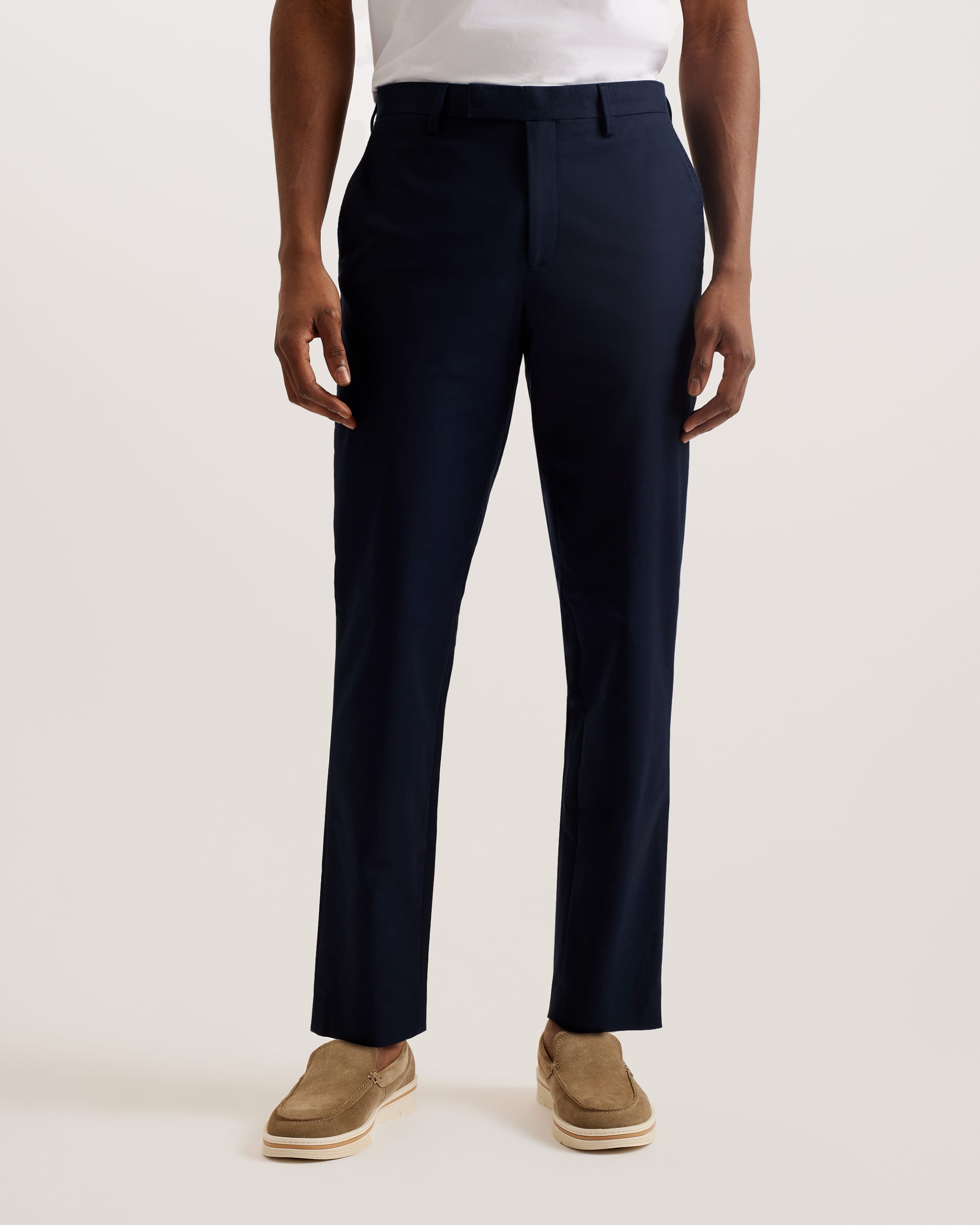 Felixt Slim Fit Cotton Tailored Trousers Navy