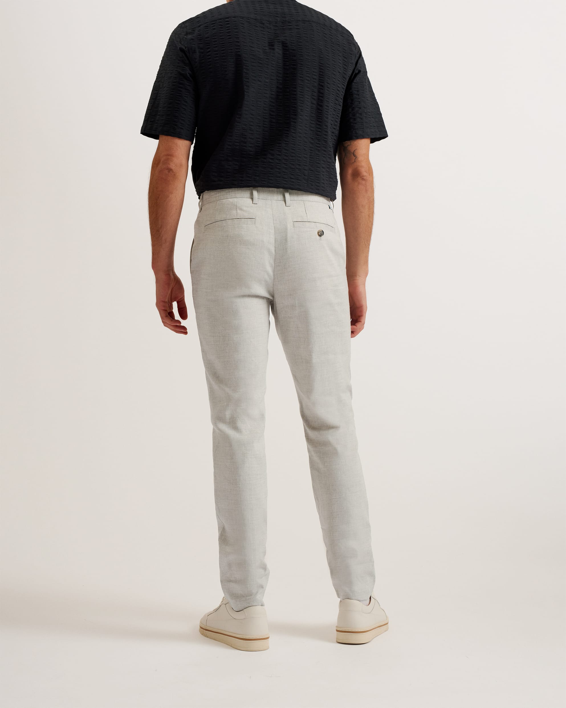 Majo Slim Fit Linen Blend Trousers Lt-Grey