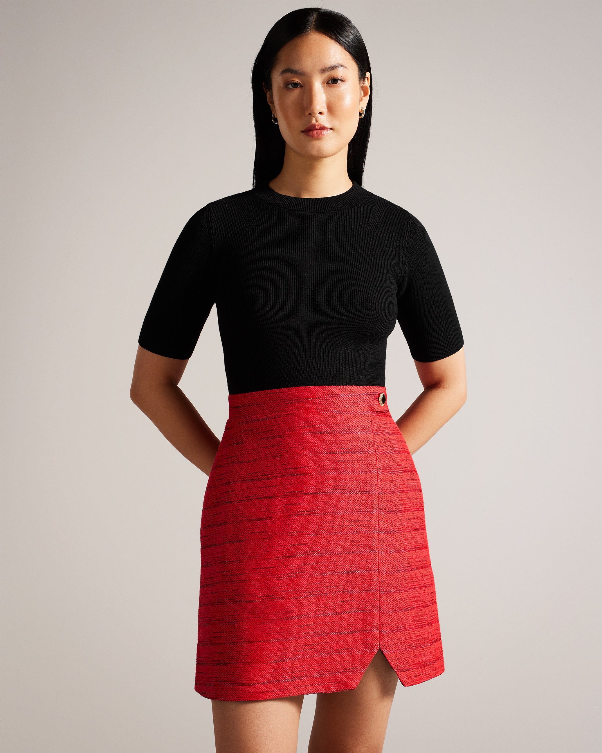 Shop Bailea Mini Illusion Shift Dress Red for Women Online | Ted Baker ...