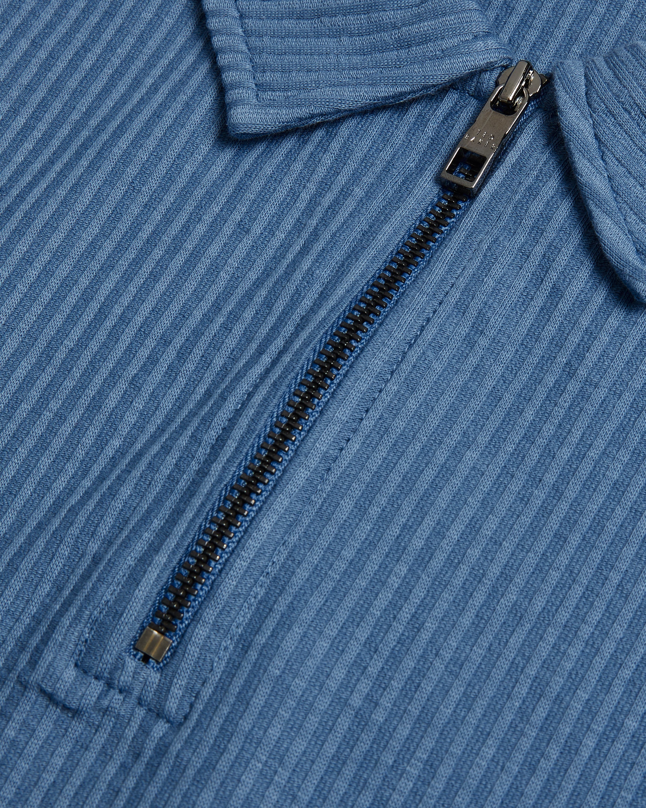 Zarkes Short Sleeve Ribbed Zip Polo Shirt Blue