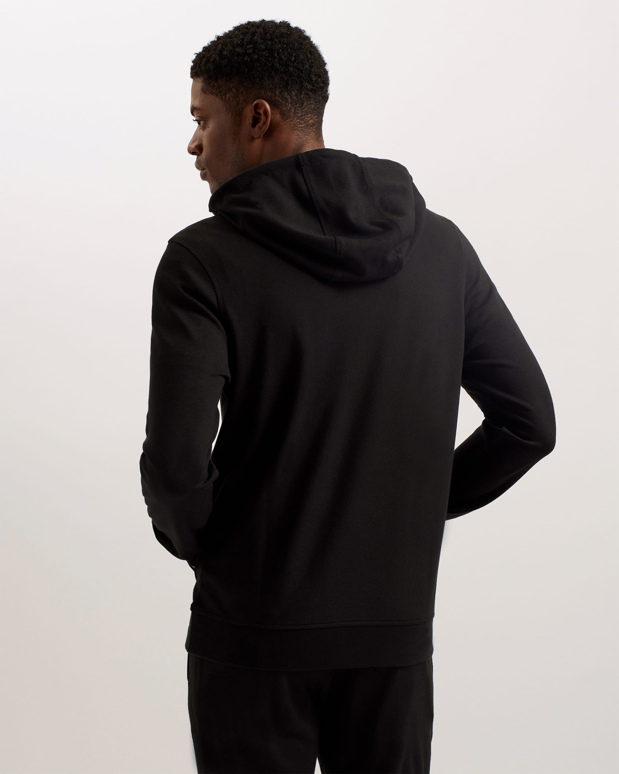 Caproe Long Sleeve Zip Neck Hoodie Black