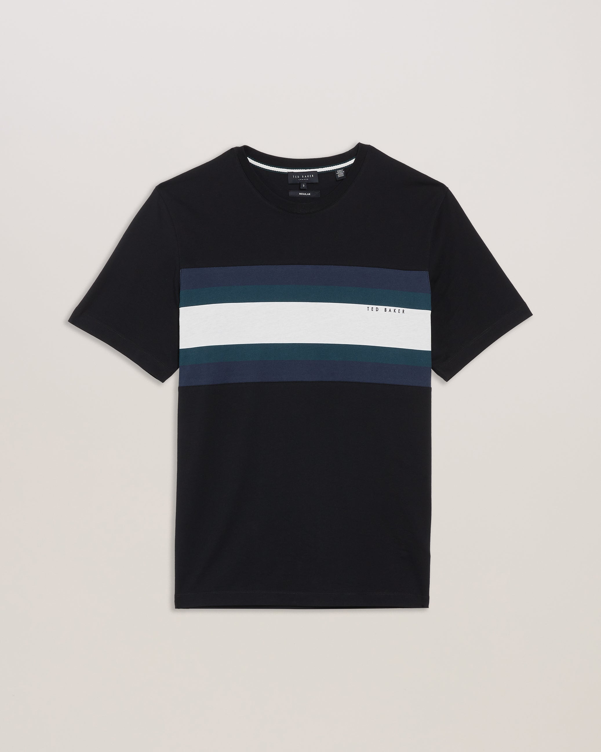 Kainro Striped Panel Short Sleeve T-Shirt Black