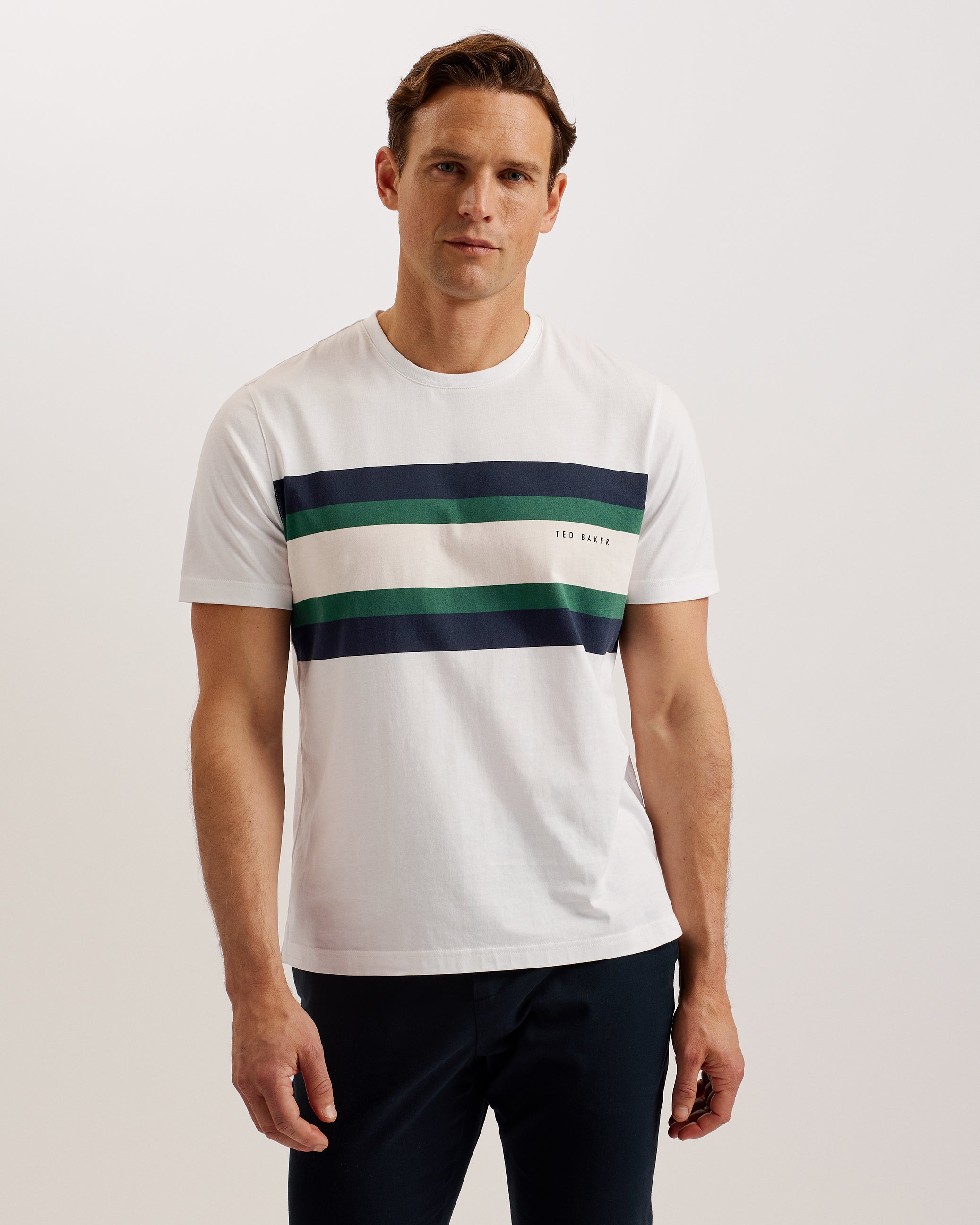 Kainro Striped Panel Short Sleeve T-Shirt White