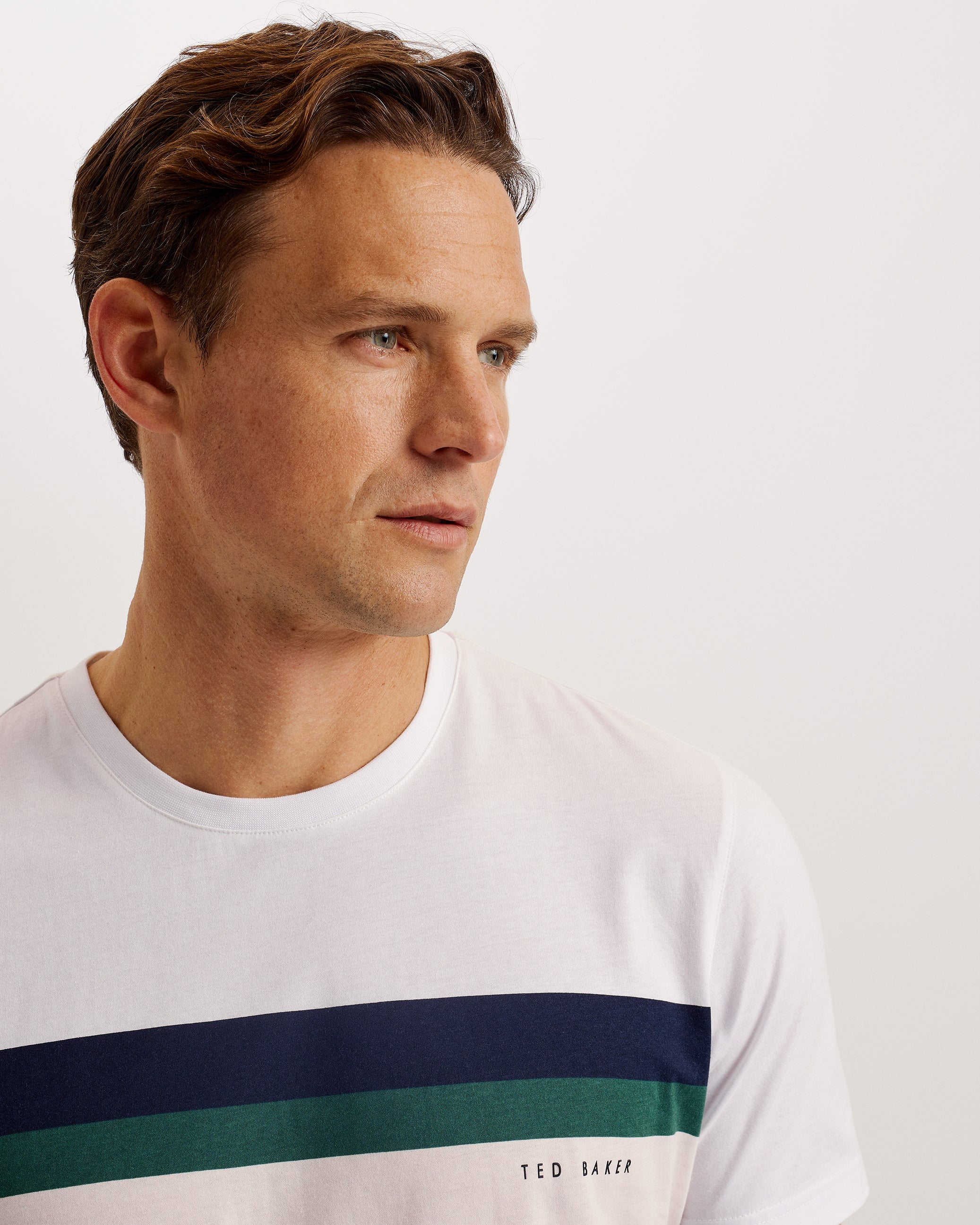 Kainro Striped Panel Short Sleeve T-Shirt White