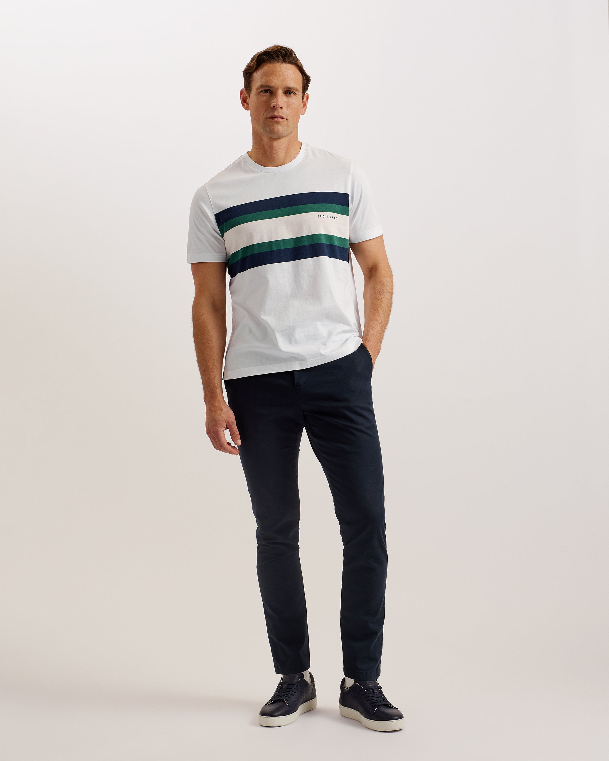 Kainro Striped Panel Short Sleeve T-Shirt White