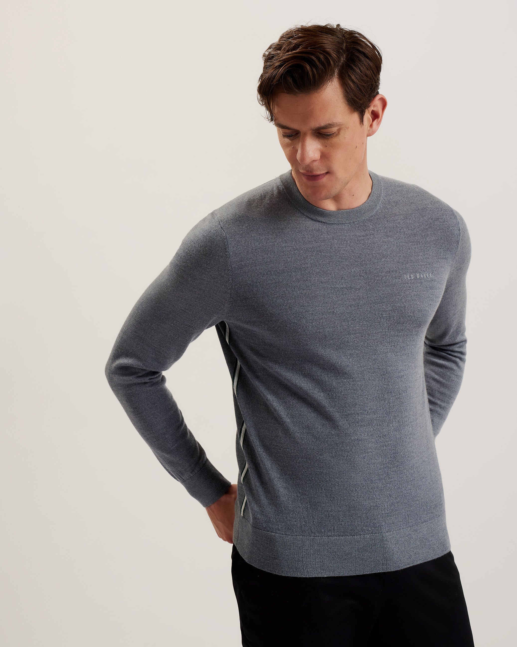Liblo Merino Branded Crew Neck Grey-Marl