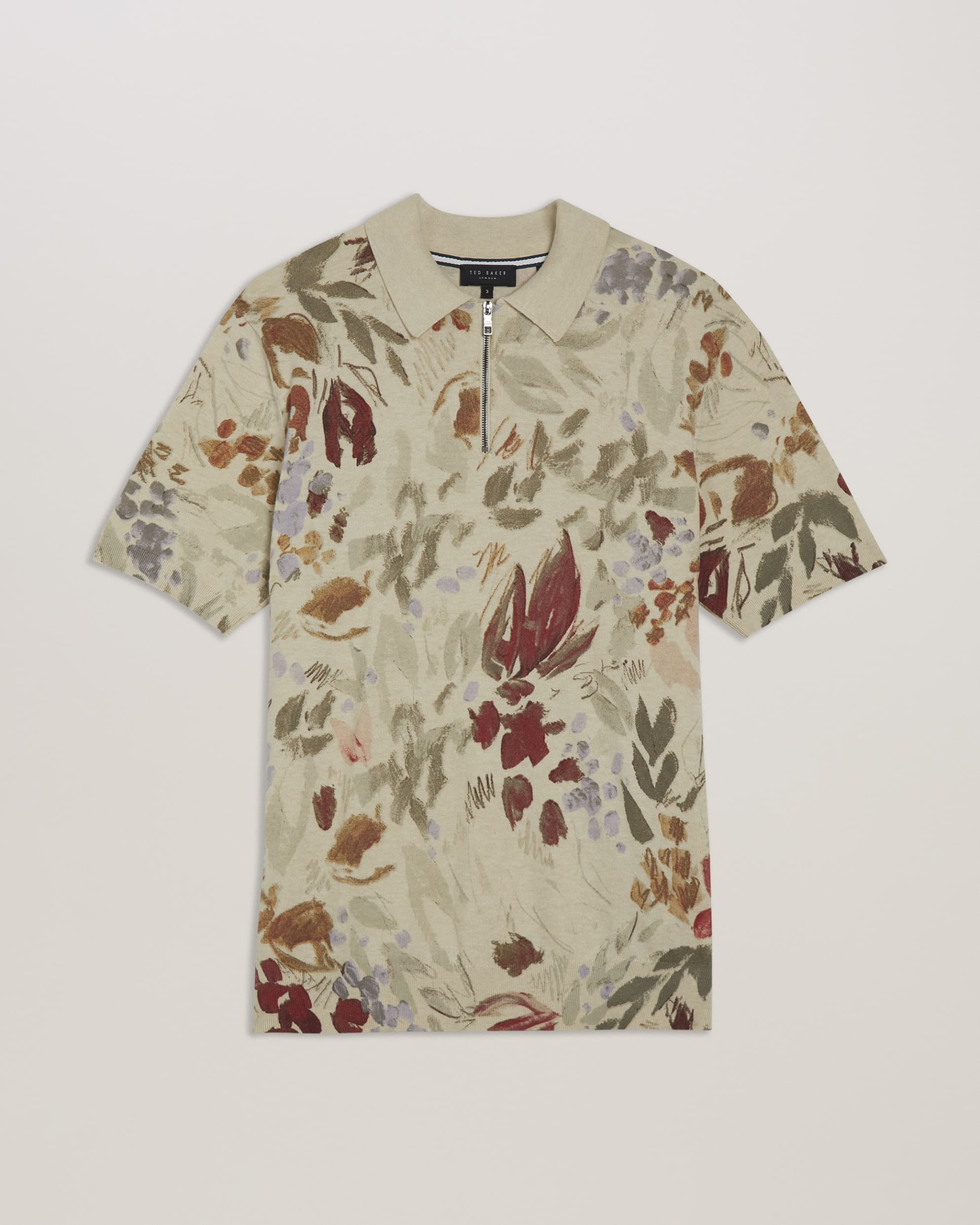 Elsde Regular Fit Printed Zip Polo Shirt Multicol