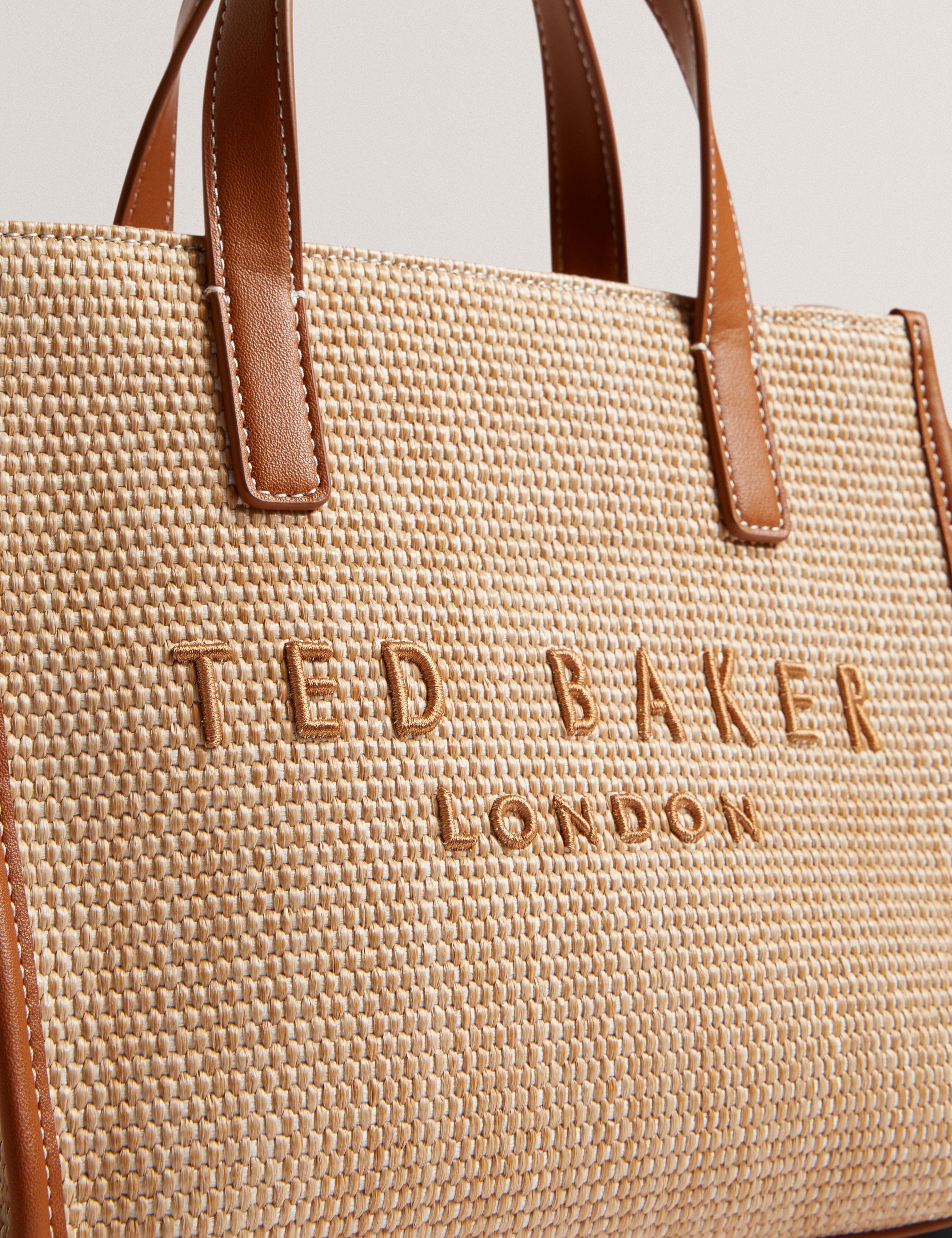 Paolina Faux Raffia Small Icon Bag Camel