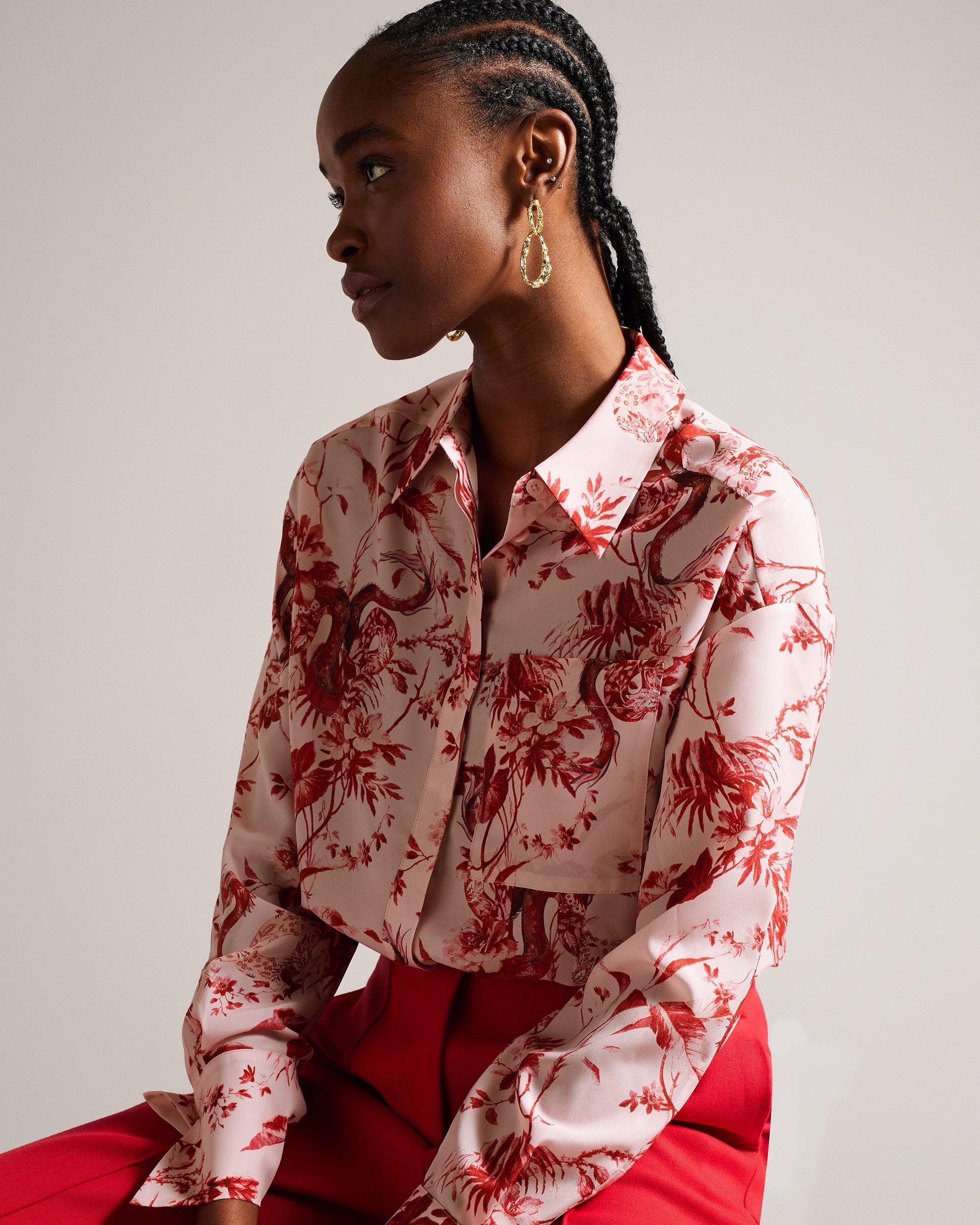 Saadiee Dragon Print Oversized Shirt