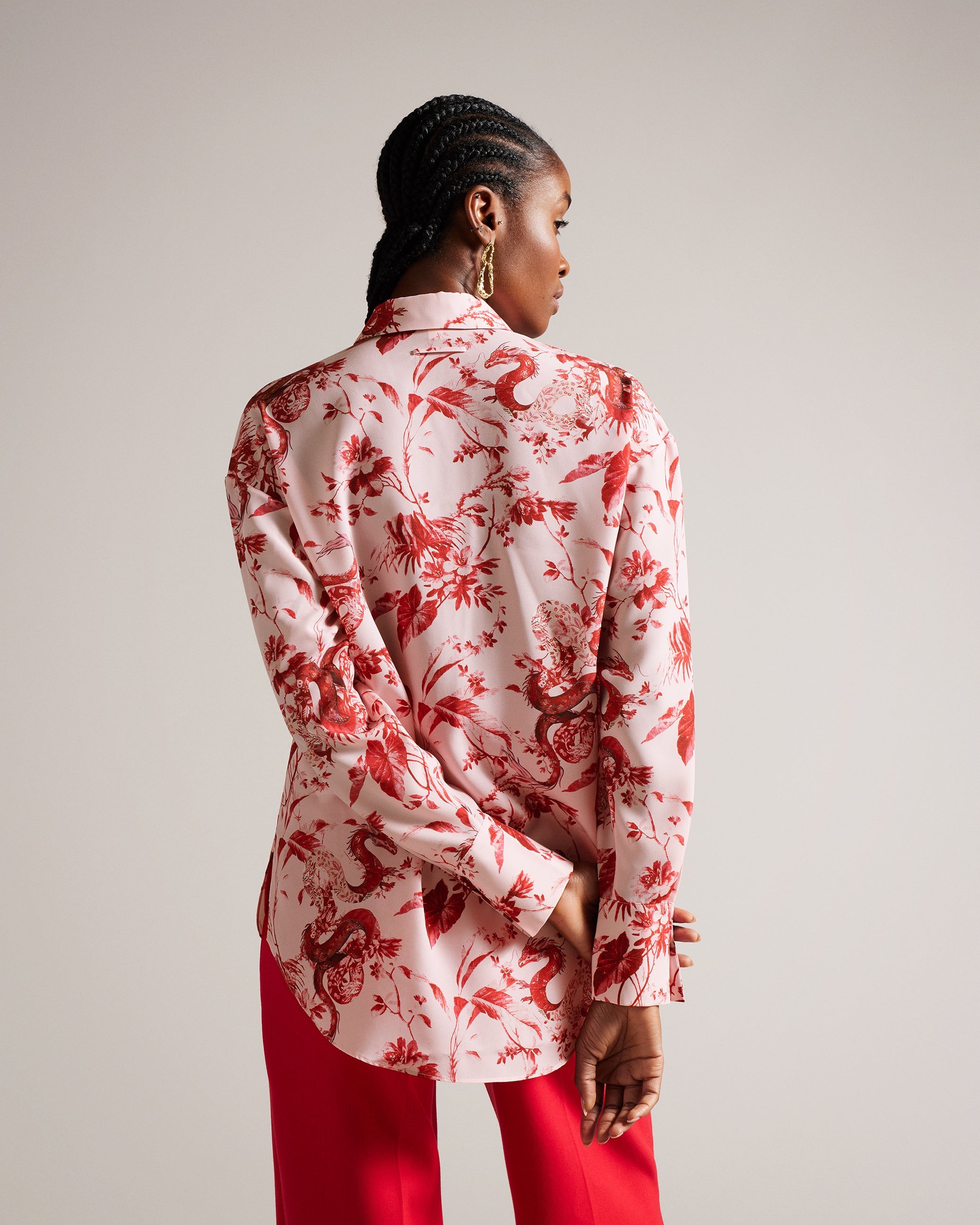 Saadiee Dragon Print Oversized Shirt