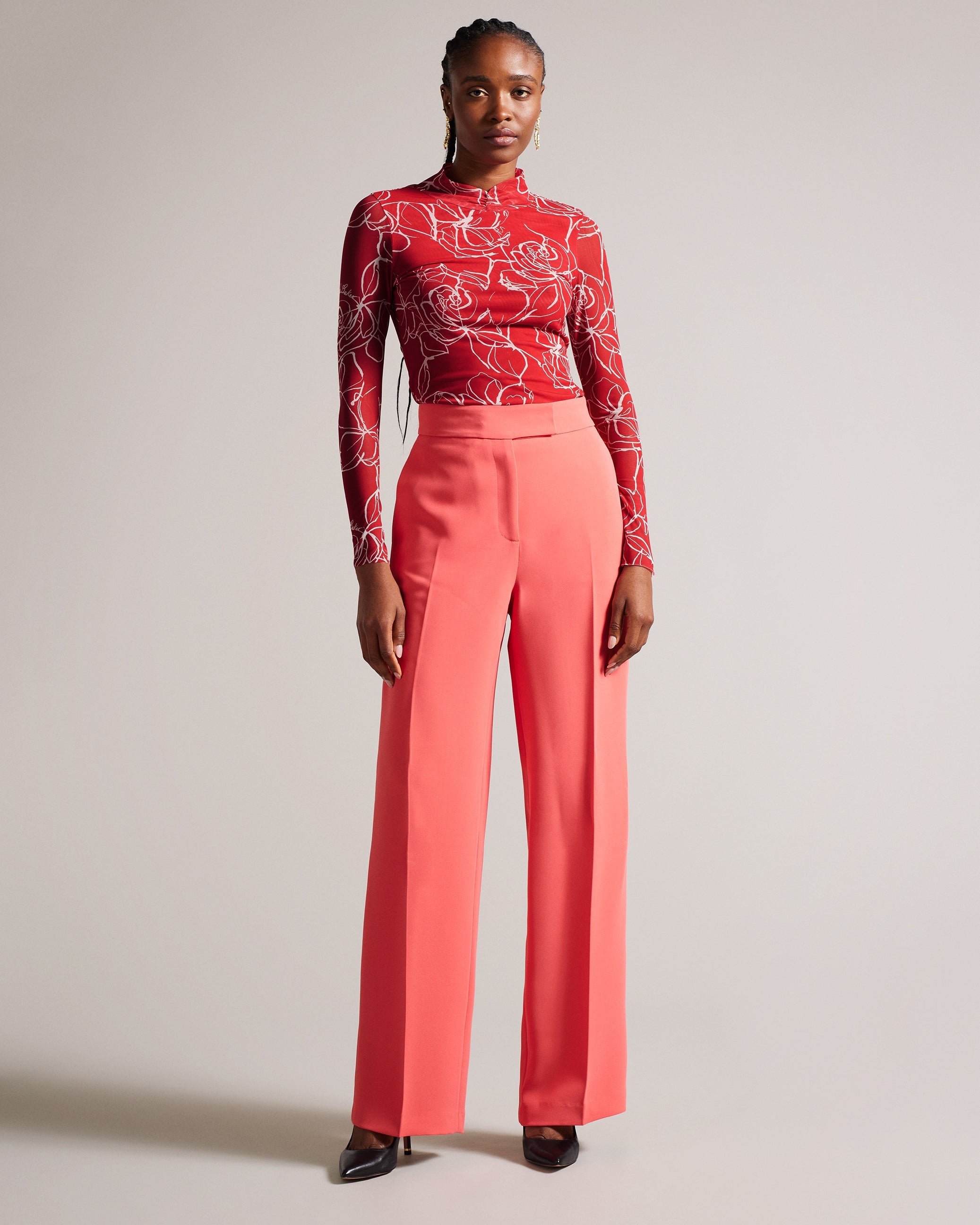 Helanr Printed Fitted Mesh Top