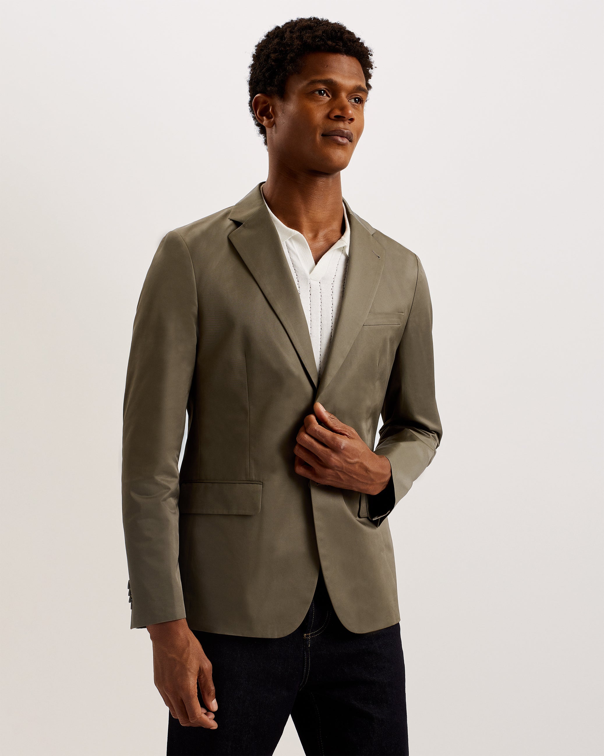 Mafairj SB2 Notch Lapel Nylon Blazer Khaki