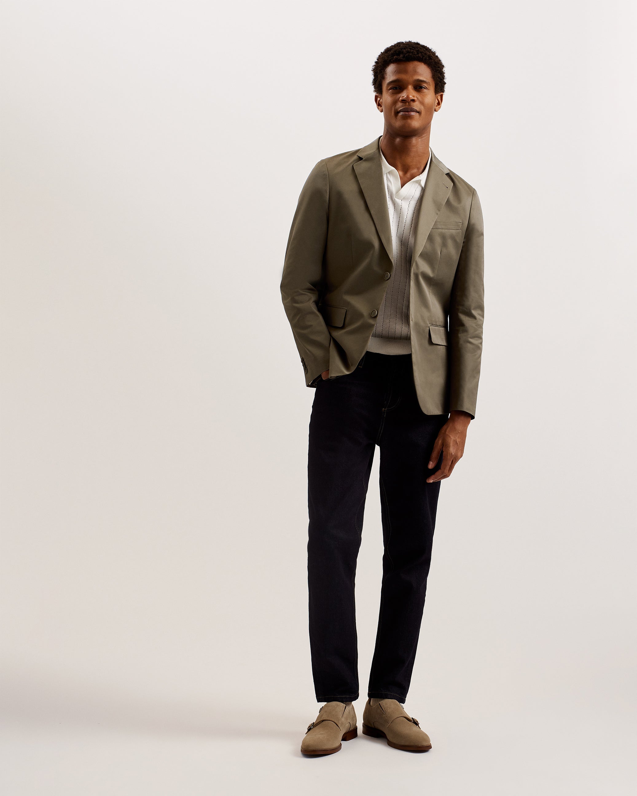 Mafairj SB2 Notch Lapel Nylon Blazer Khaki