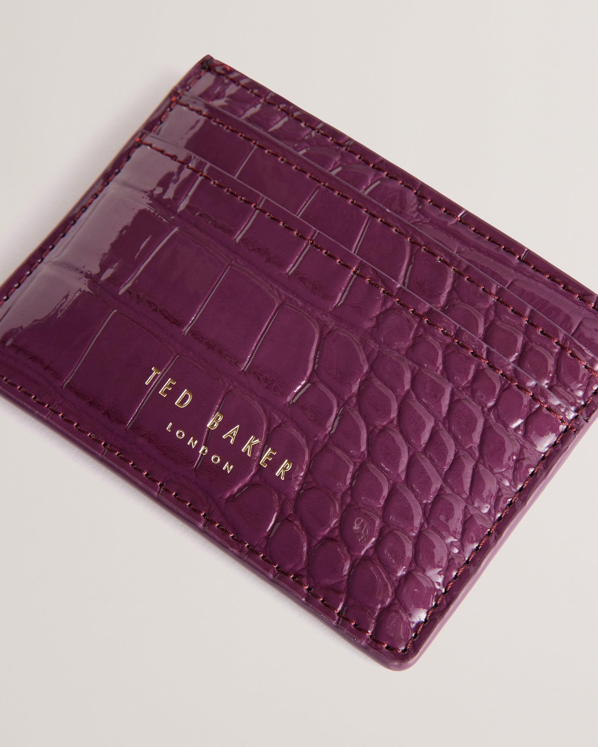 Coly Croc Effect Card Holder Maroon