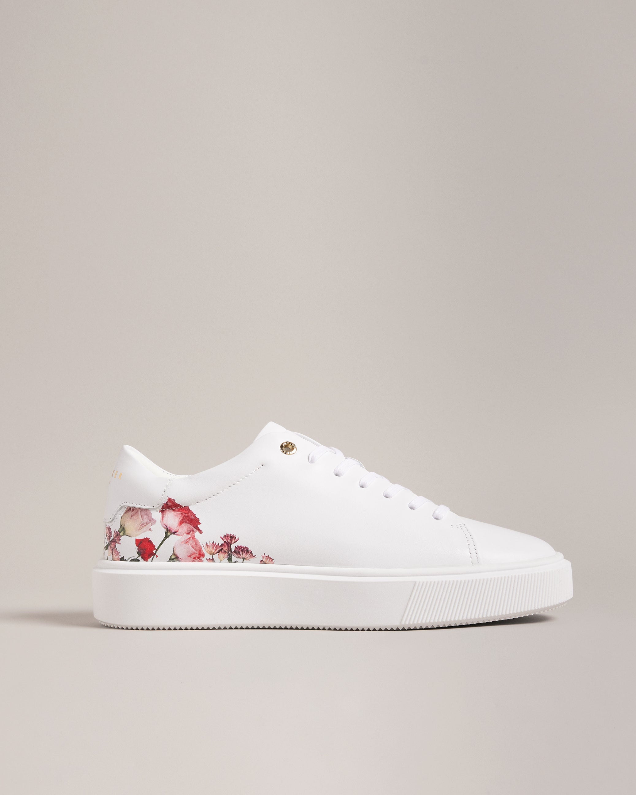Lorny Floral Print Platform Trainers Shoes White