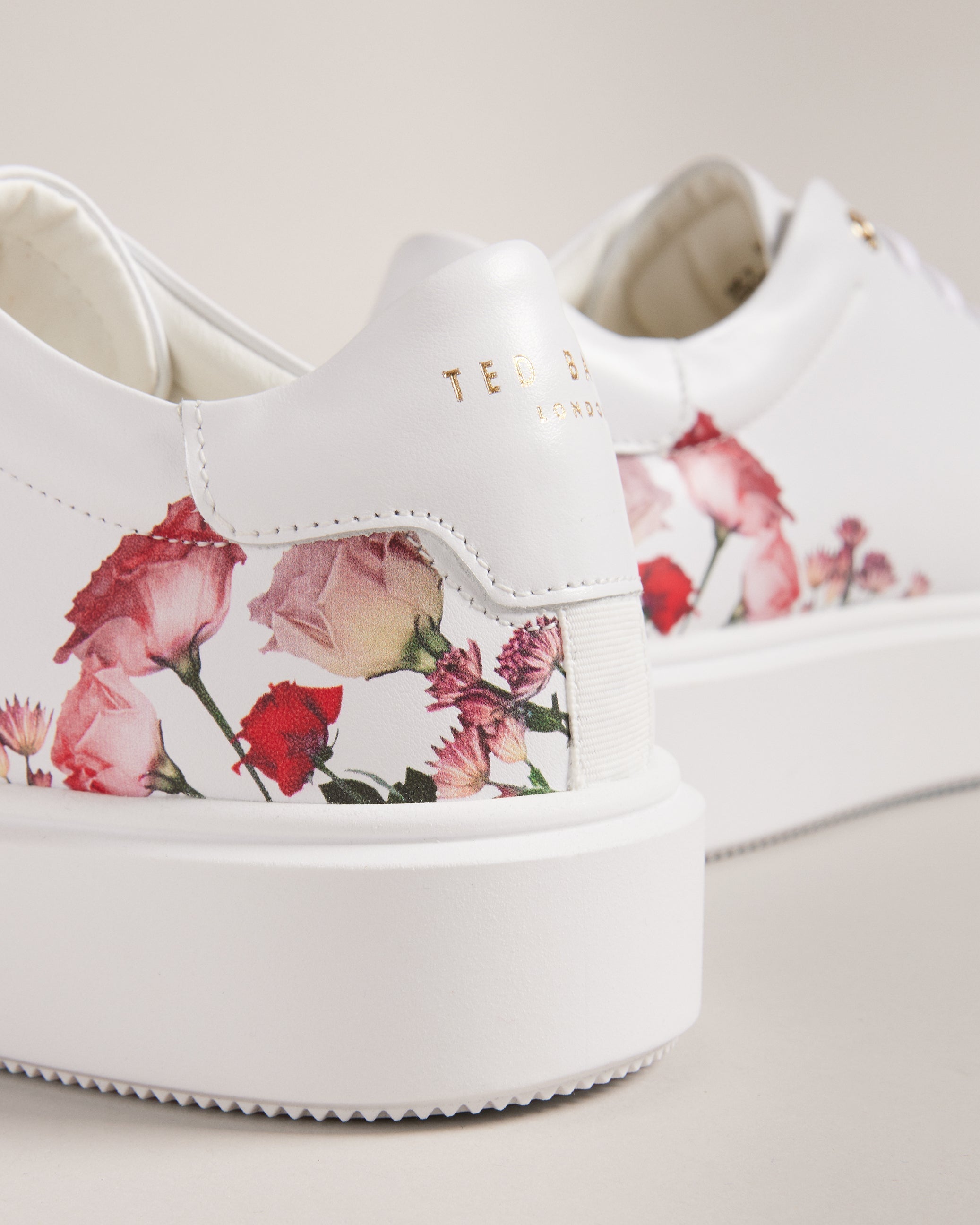 Lorny Floral Print Platform Trainers Shoes White
