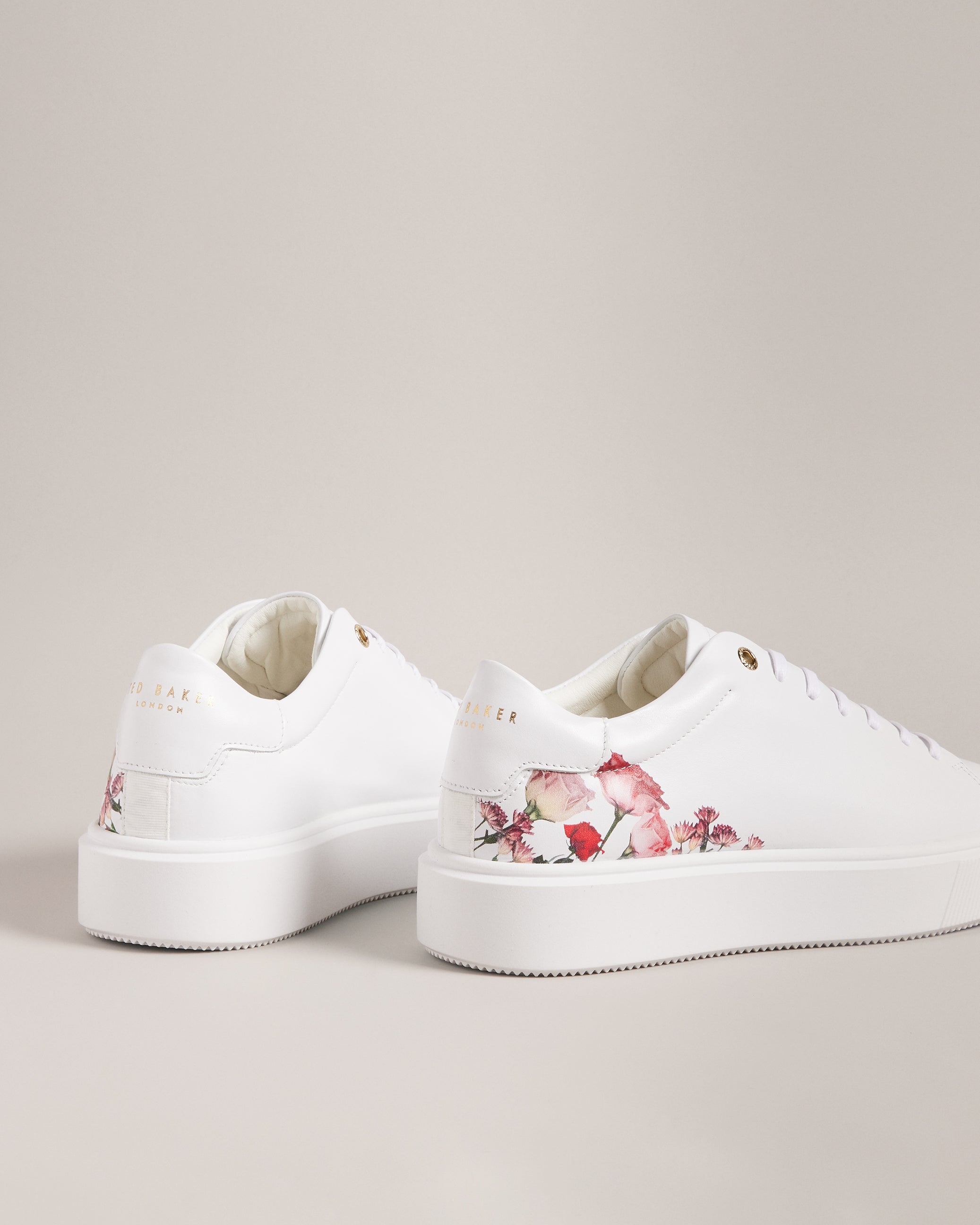 Lorny Floral Print Platform Trainers Shoes White
