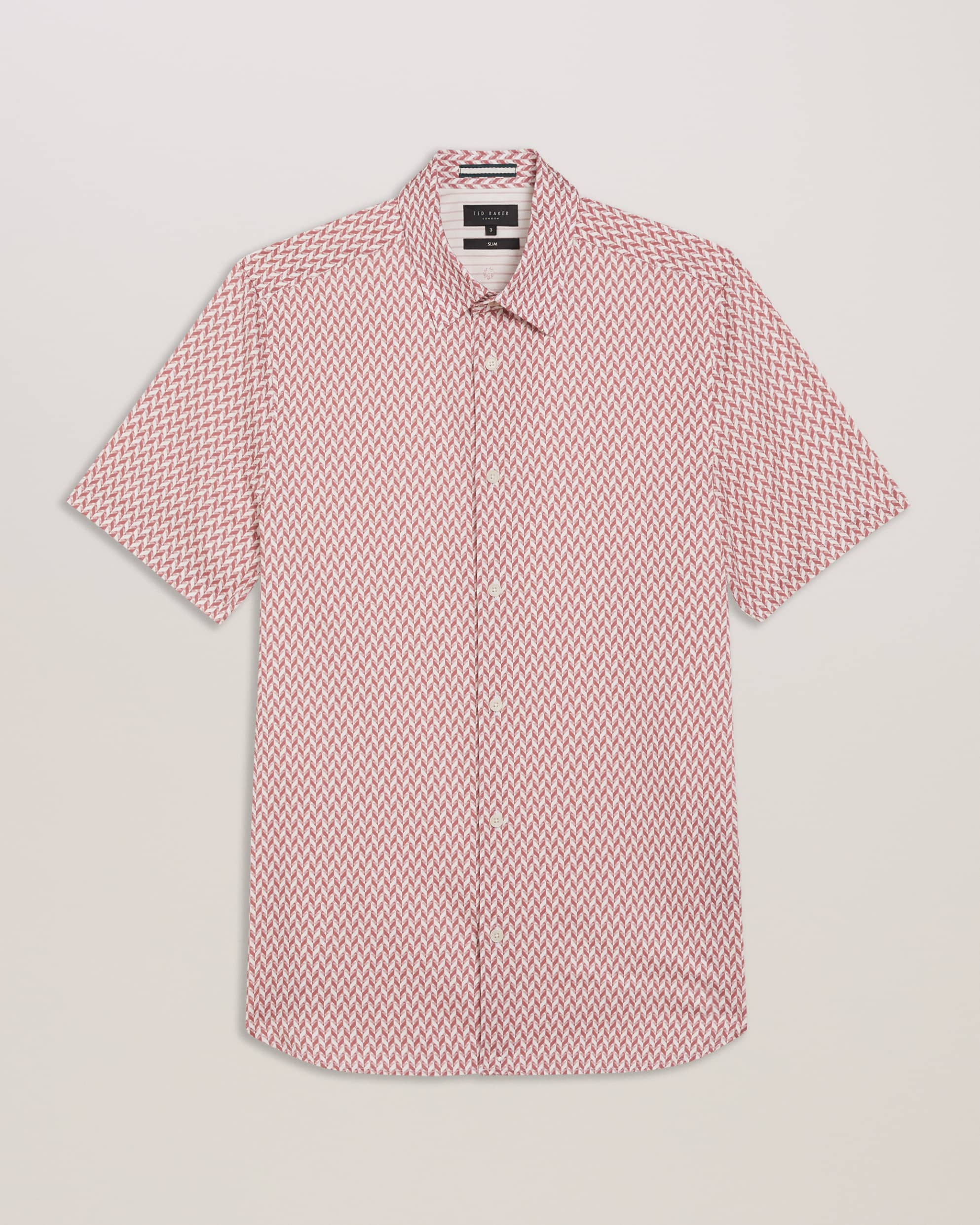 Lacesho Short Sleeve Geo Printed Shirt Mid-Pink