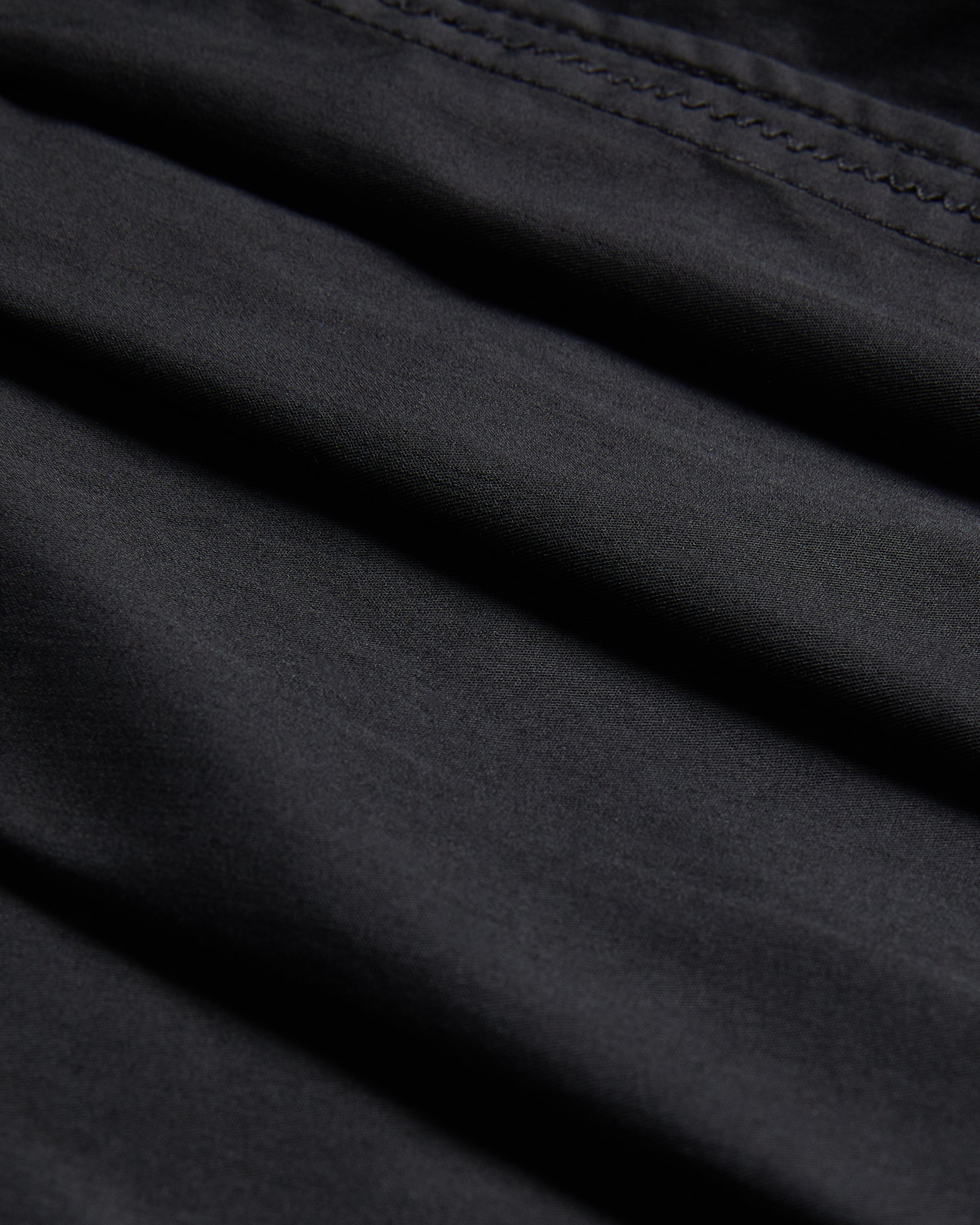 Burdur Stitch Detail Puff Sleeve Top Black