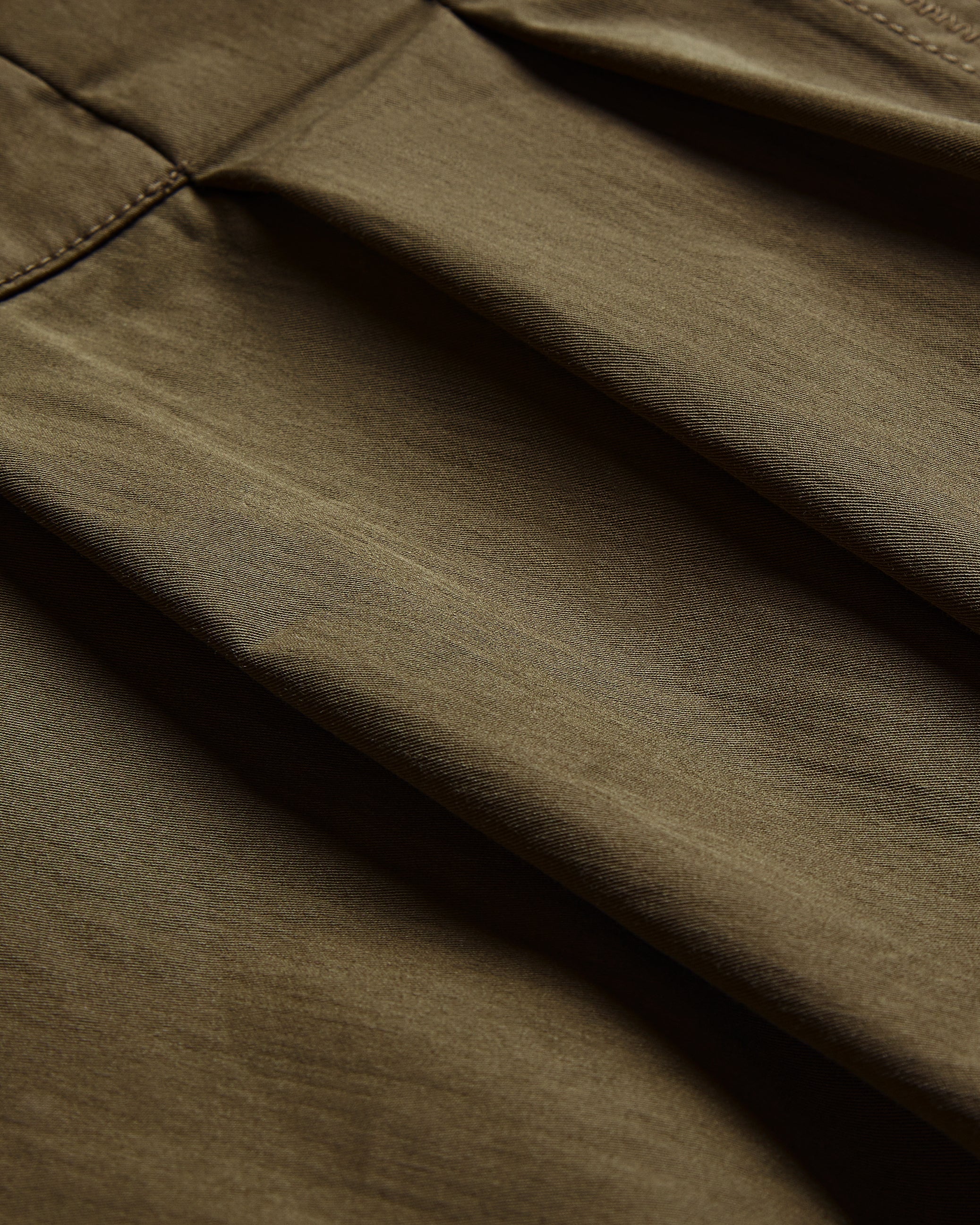 Burdur Stitch Detail Puff Sleeve Top Khaki