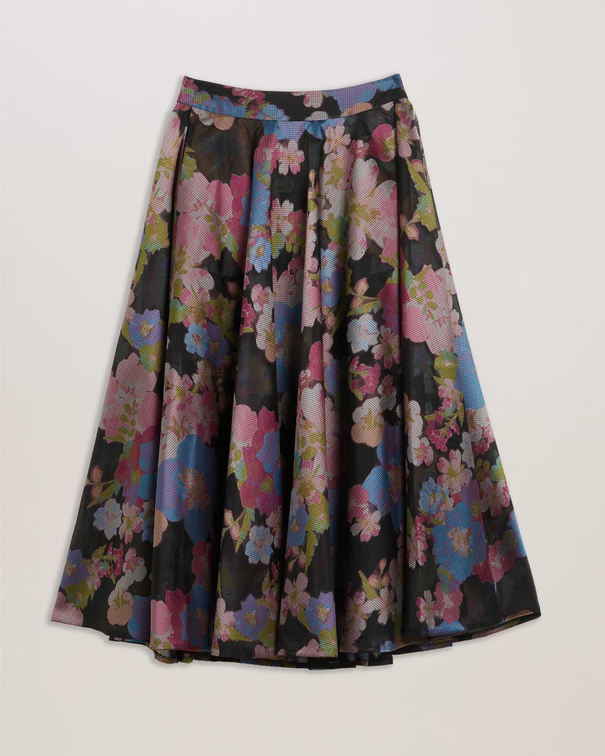 Bursa Jacquard A-Line Midi Skirt Black