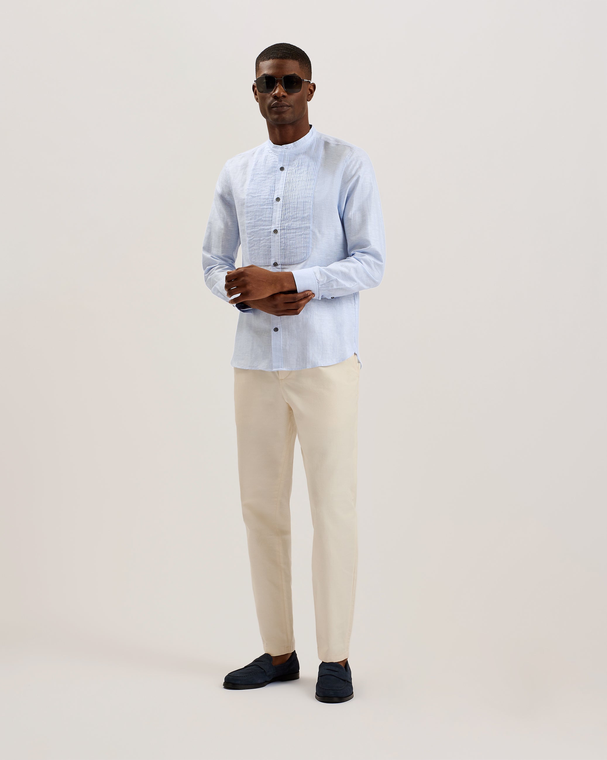 Dario Ls Bibbed Shirt Sky-Blue