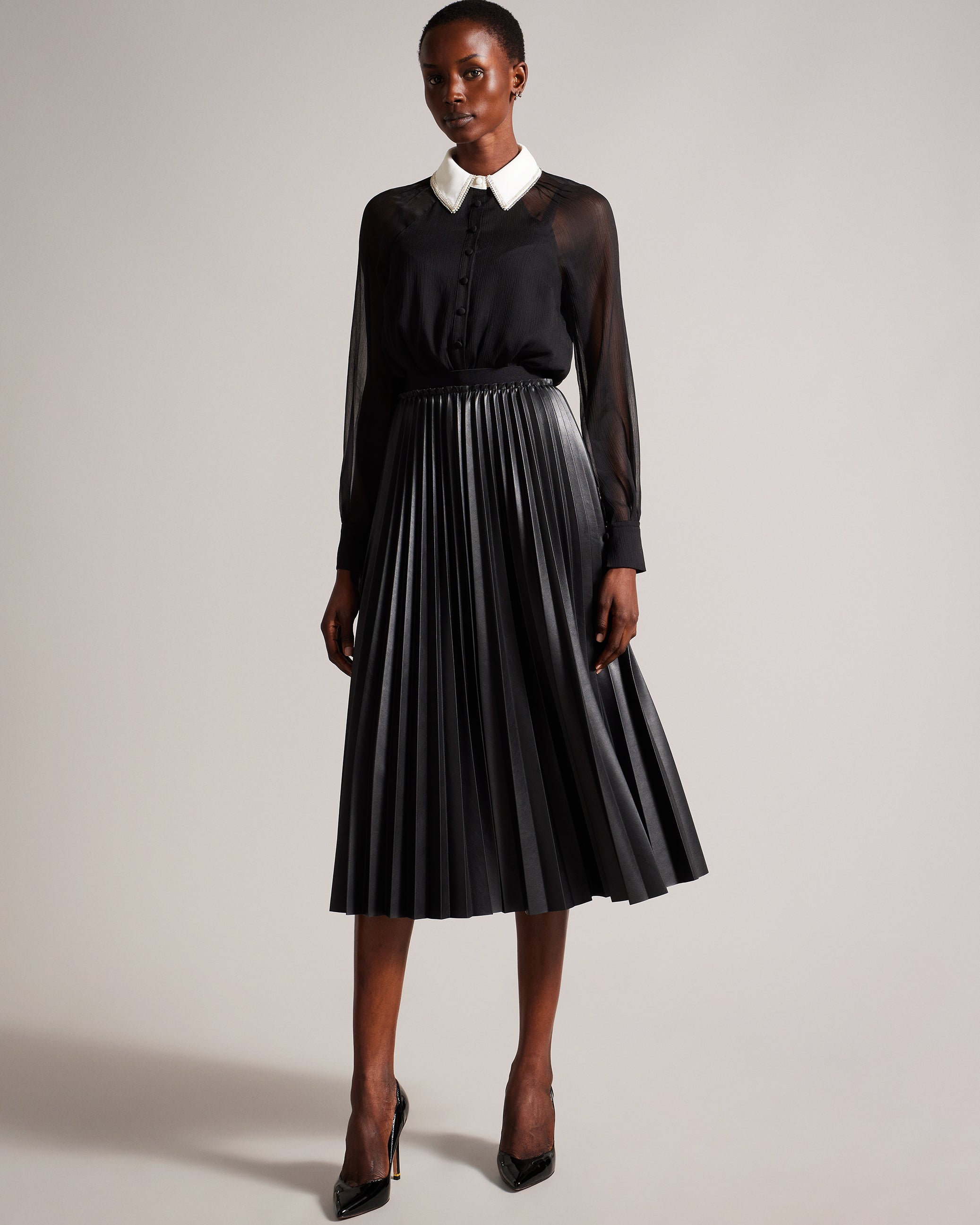 Orlinay Patent 100Mm Court Shoes Black