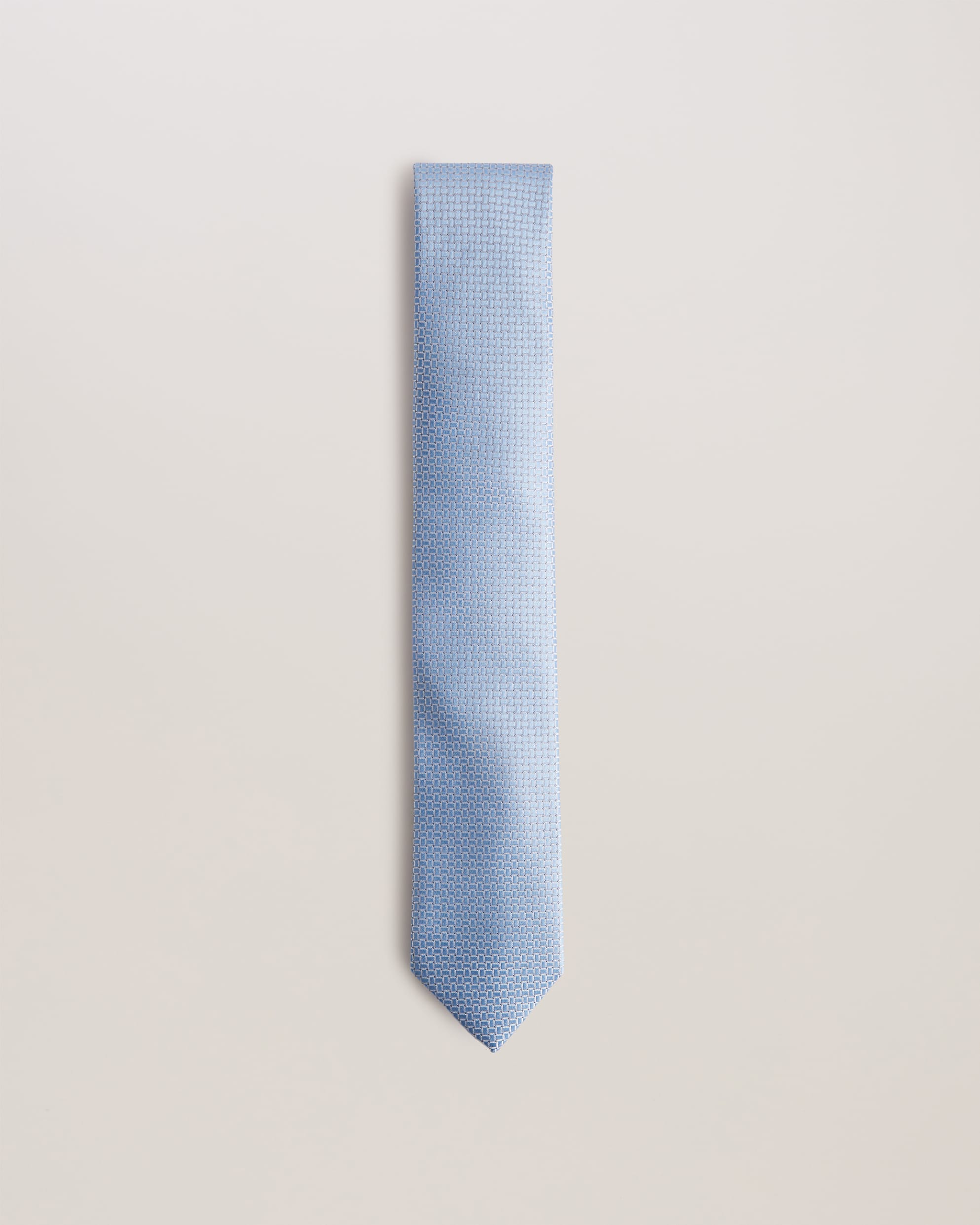 Leopole Micro Geometric Pattern Silk Tie Lt-Blue