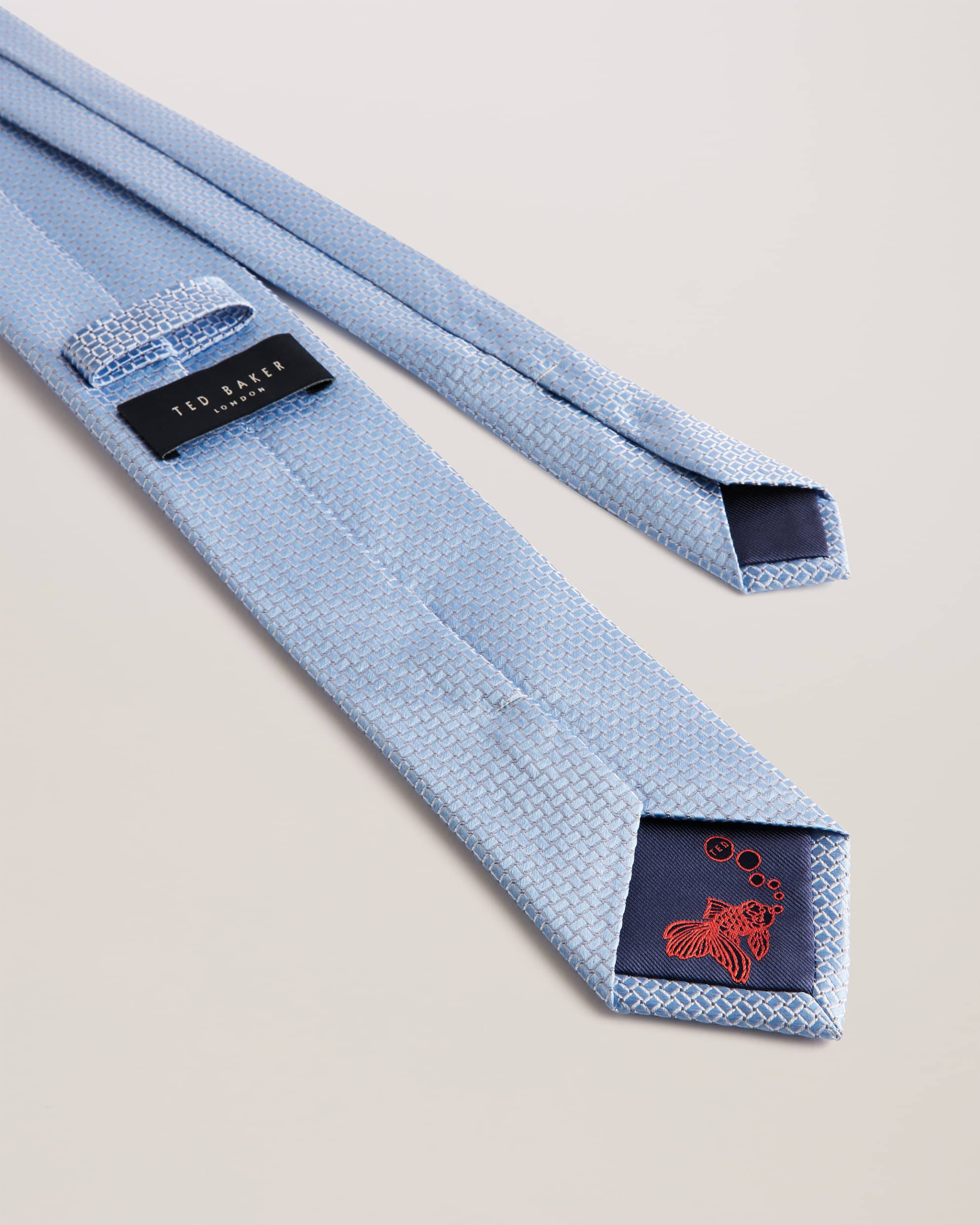 Leopole Micro Geometric Pattern Silk Tie Lt-Blue