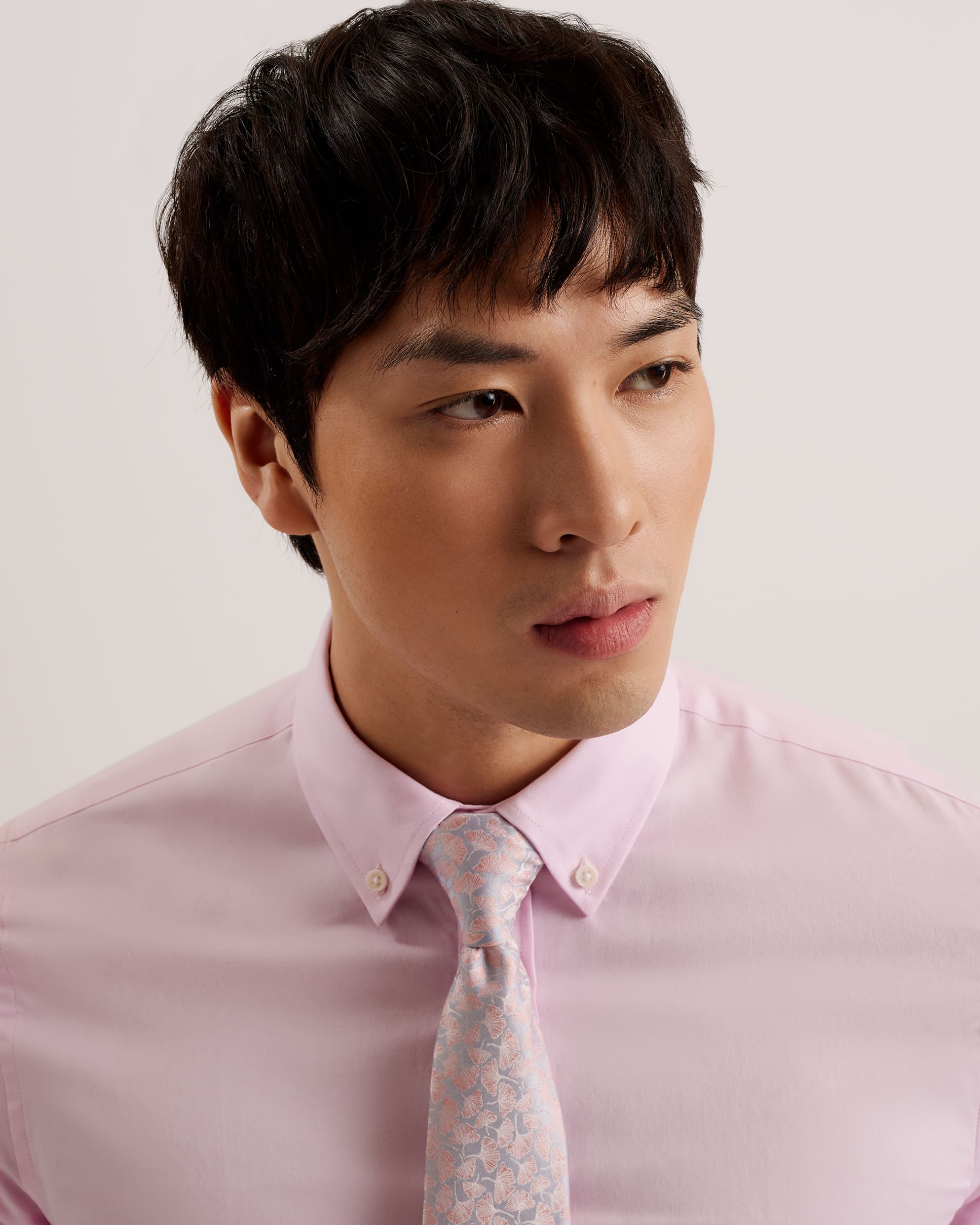 Joshyy Floral Leaf Silk Tie Pink