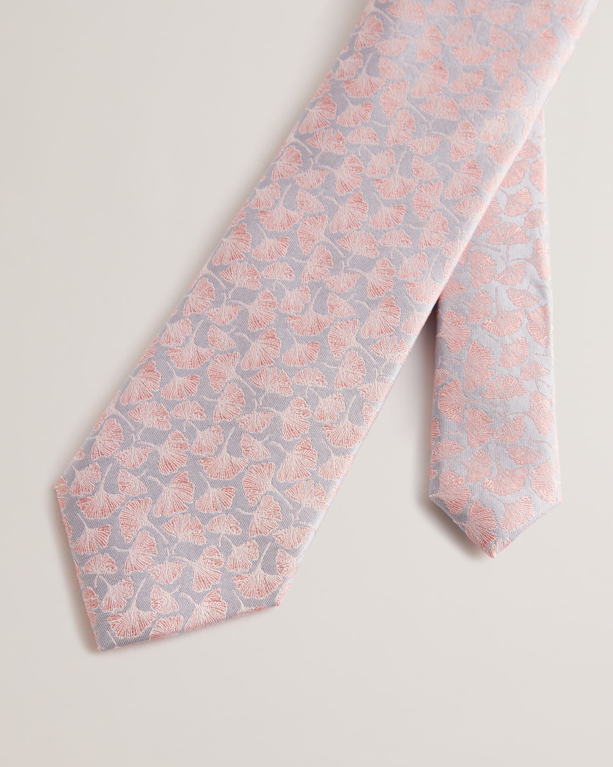 Joshyy Floral Leaf Silk Tie Pink