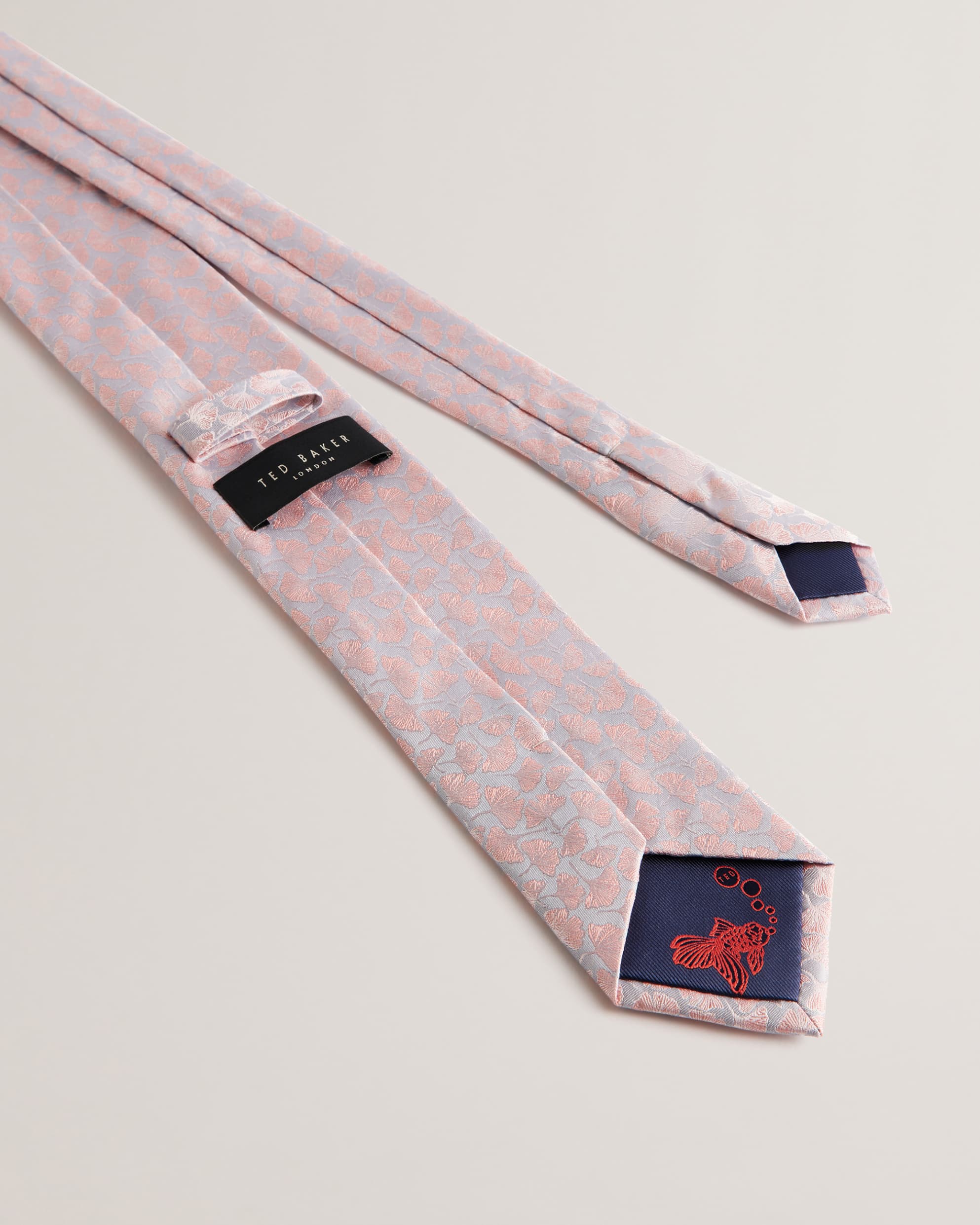 Joshyy Floral Leaf Silk Tie Pink