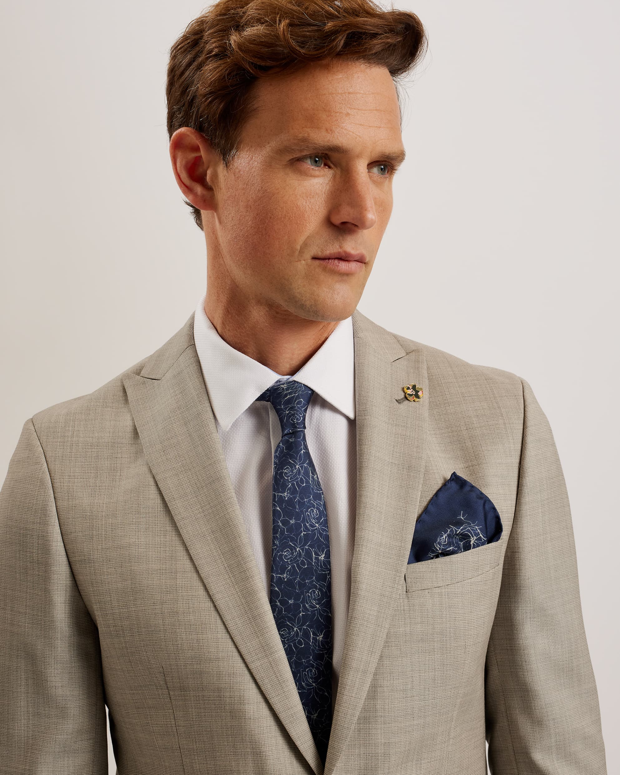 Cavp Abstract Floral Silk Pocket Square Navy