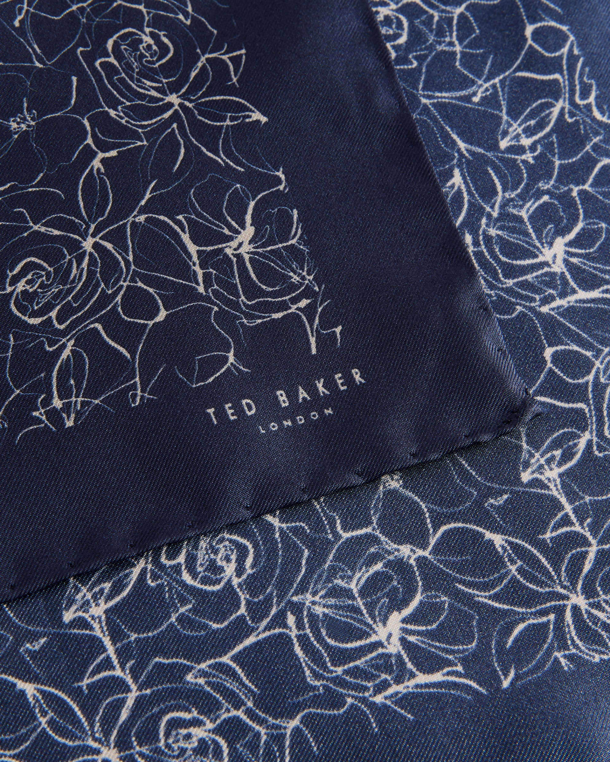 Cavp Abstract Floral Silk Pocket Square Navy