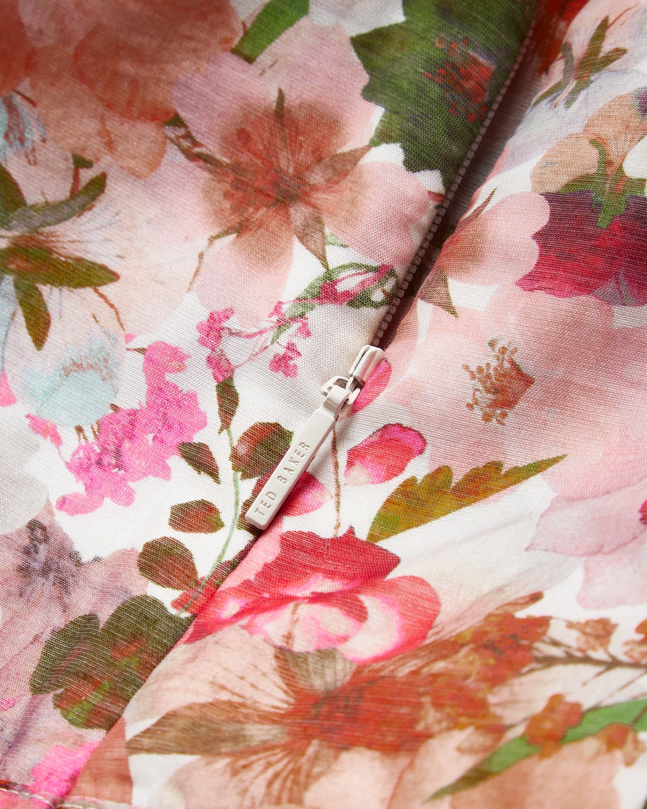 Botani Floral Print Puff Sleeve Midi Dress Pink