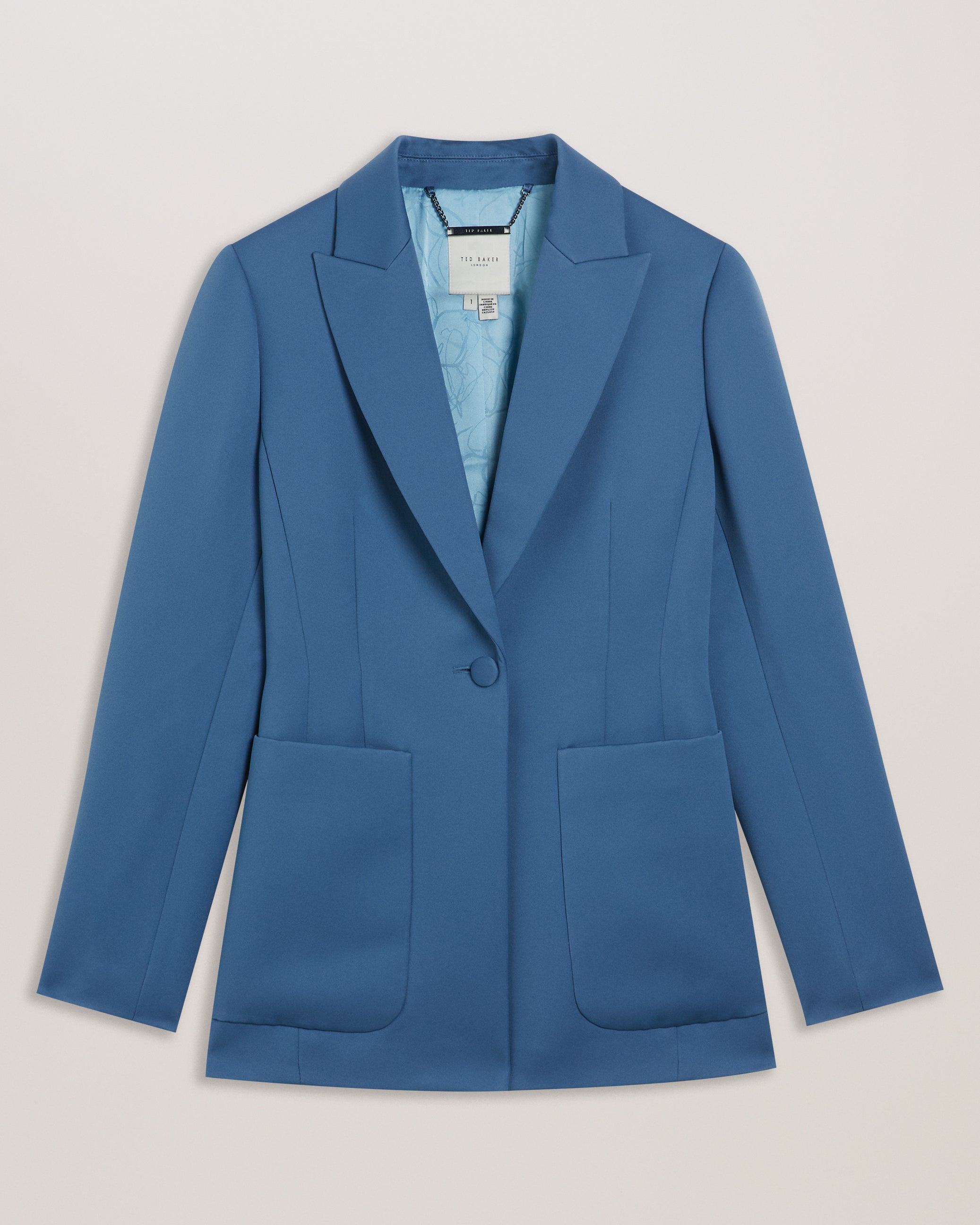 Akenij Single Breasted Tailored Blazer Blue