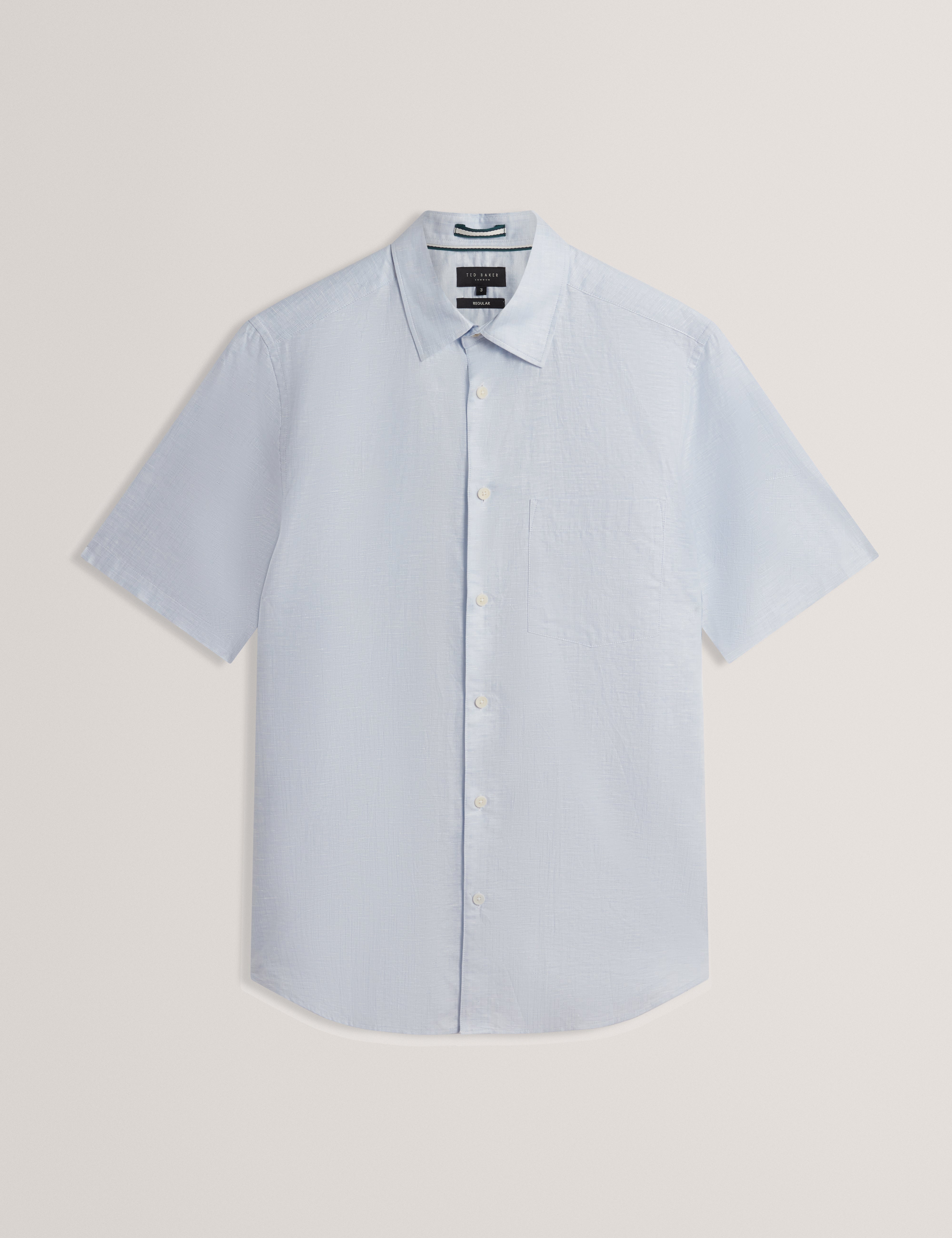 Palomas Short Sleeve Linen Cotton Shirt Lt-Blue