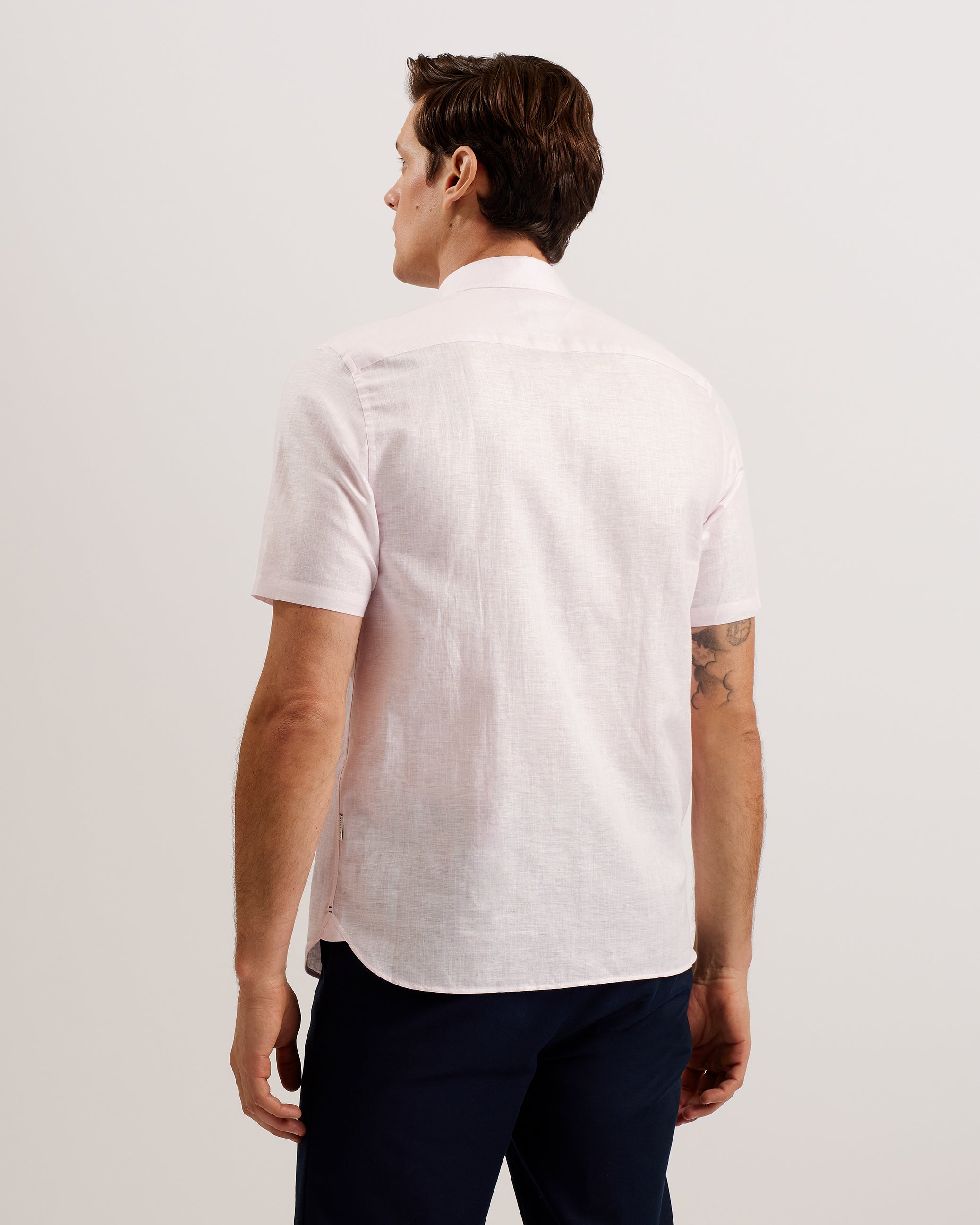 Palomas Short Sleeve Linen Cotton Shirt Lt-Pink