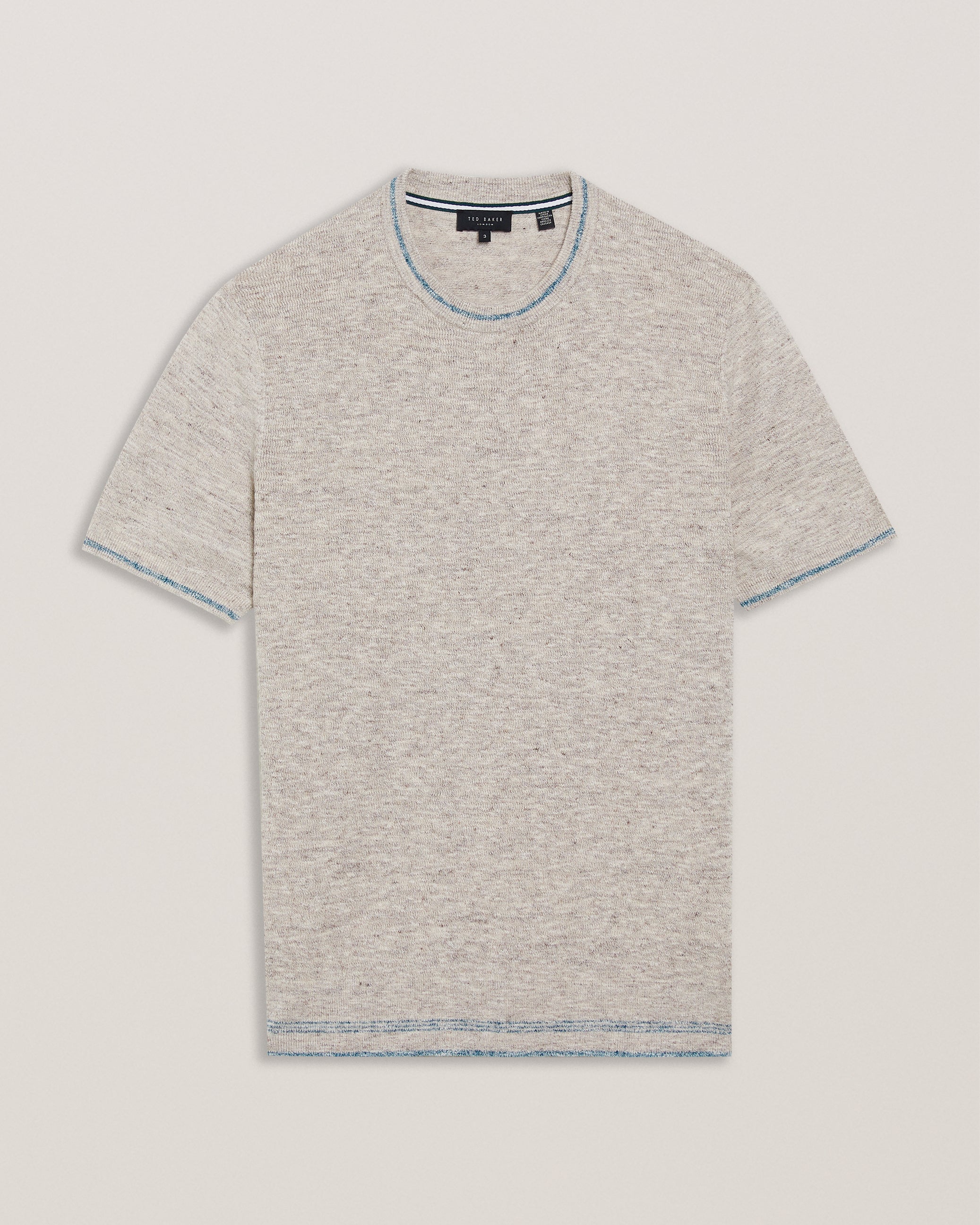Eriks Ss Regular Textured Front T-Shirt Natural